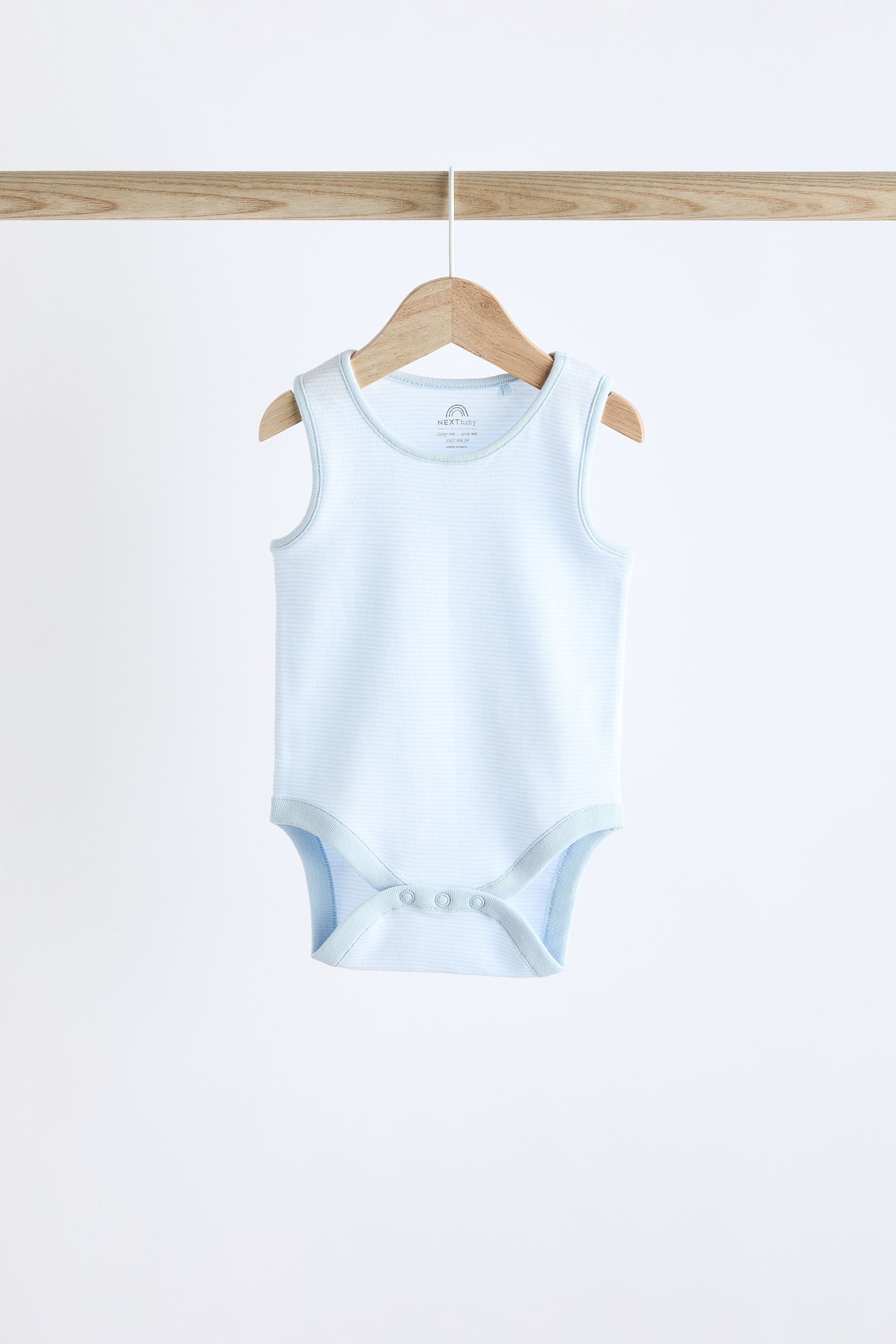 Blue Bear Print Baby 100% Cotton Vests 5 Pack