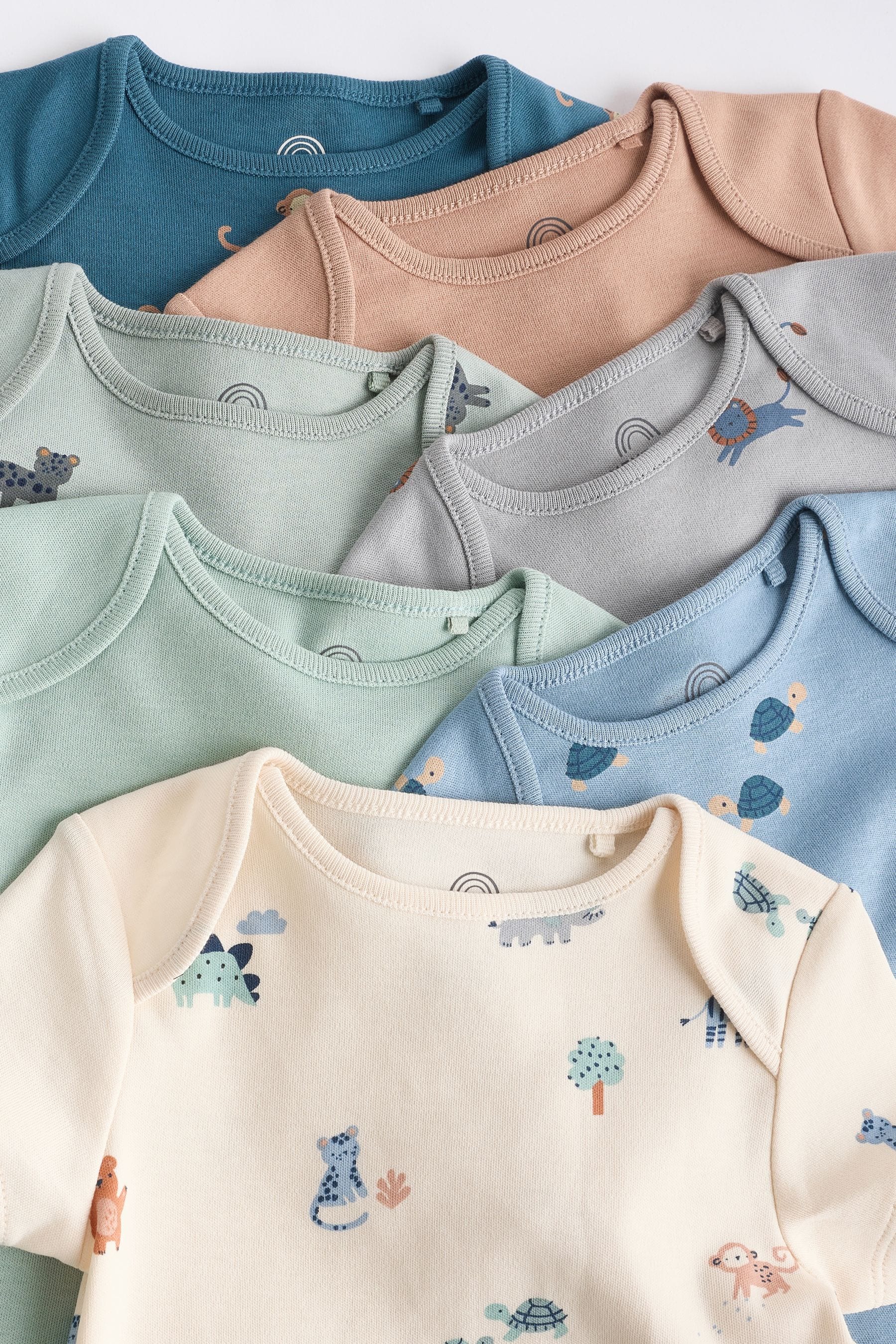 Teal Blue Baby Bodysuits 7 Pack