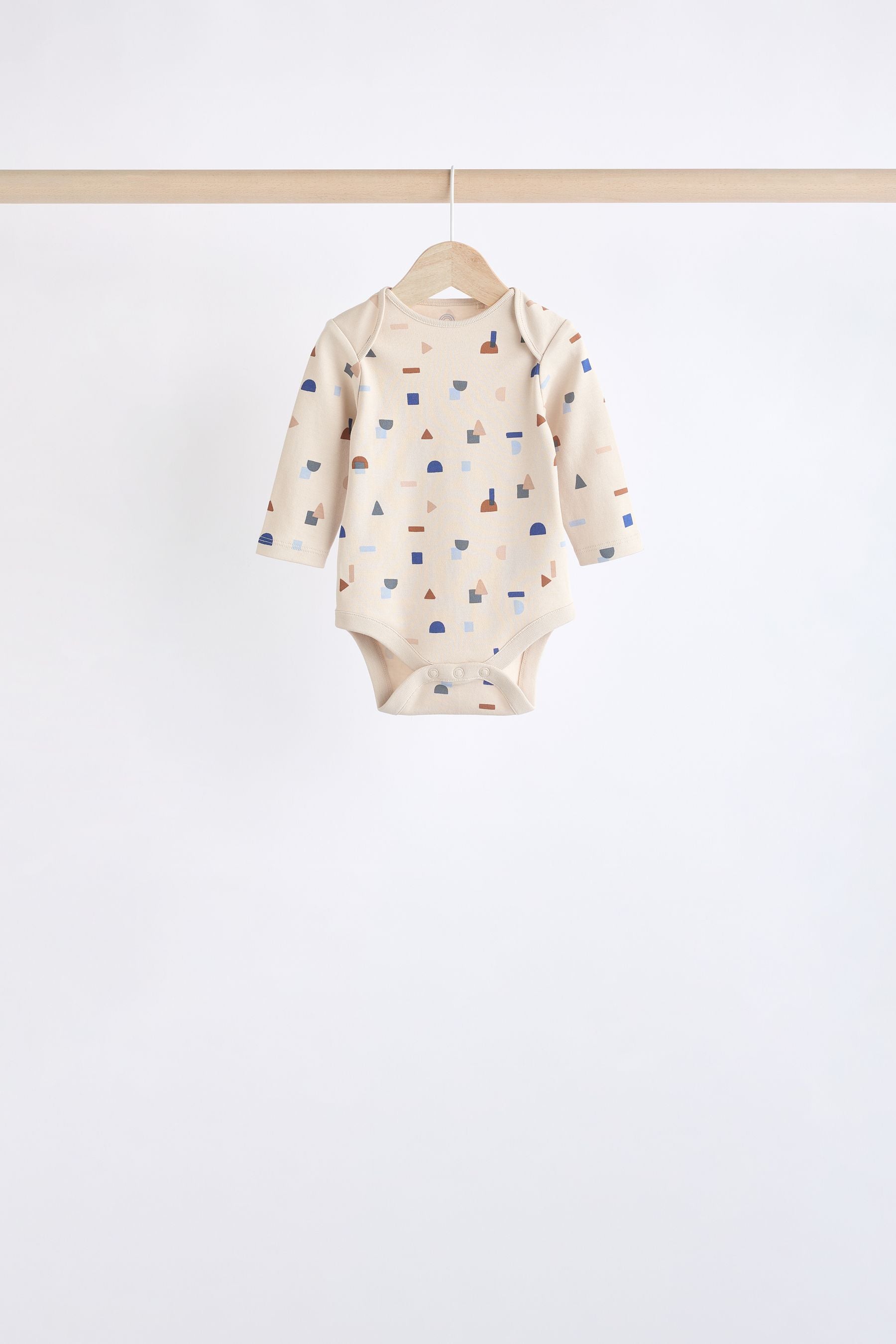 Blue Printed Long Sleeve Baby Bodysuits 5 Pack