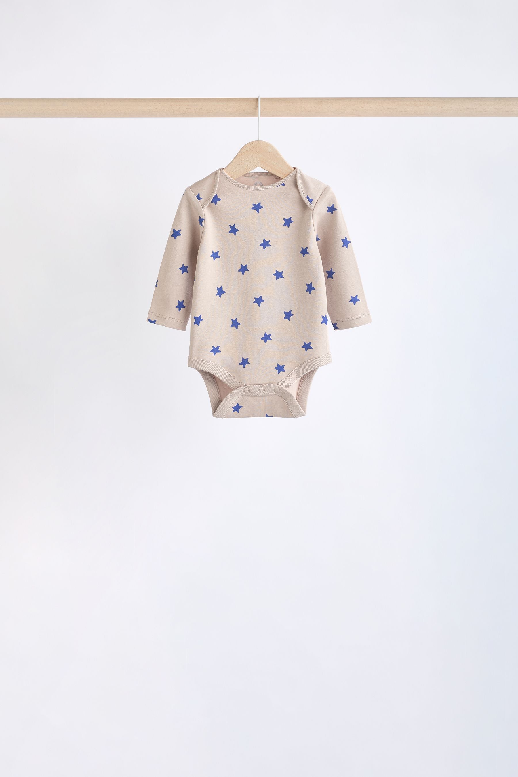 Blue Printed Long Sleeve Baby Bodysuits 5 Pack