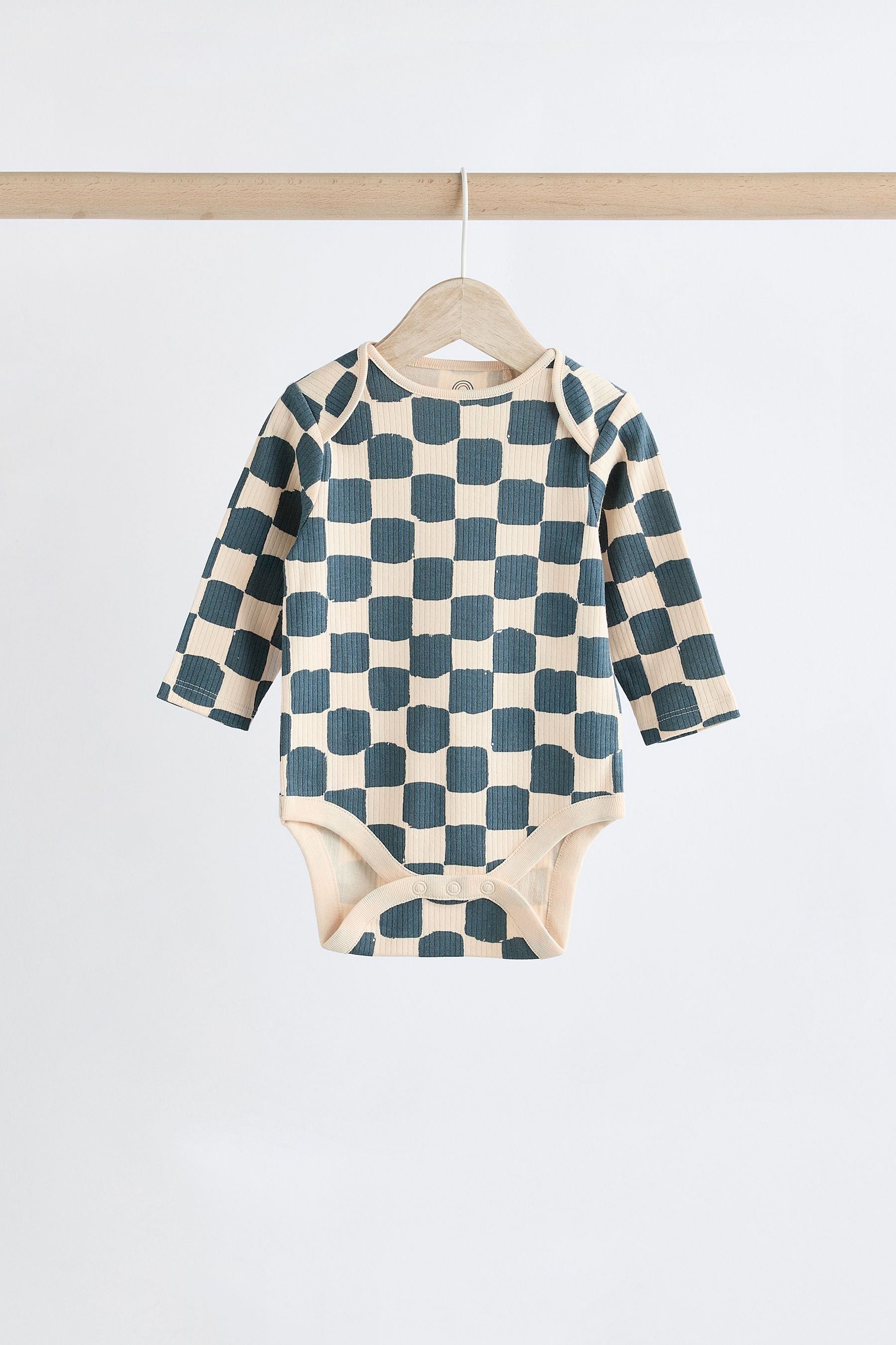 Mineral Checkerboard Baby Long Sleeve Bodysuits 3 Pack