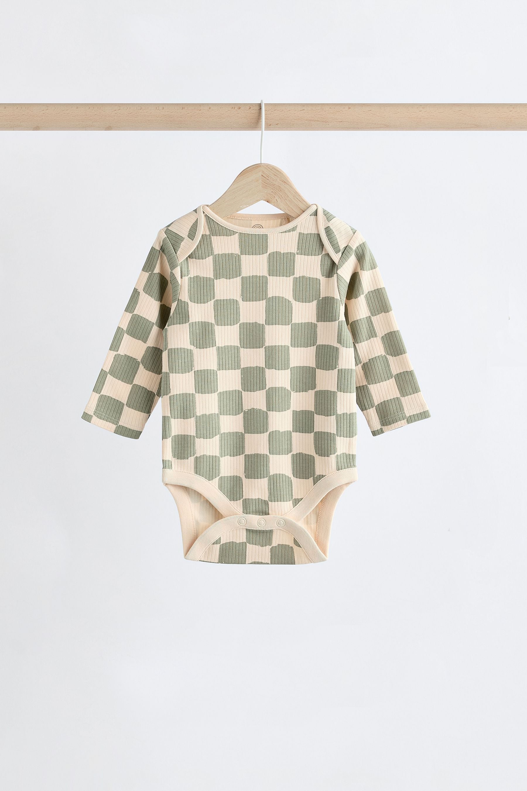 Mineral Checkerboard Baby Long Sleeve Bodysuits 3 Pack