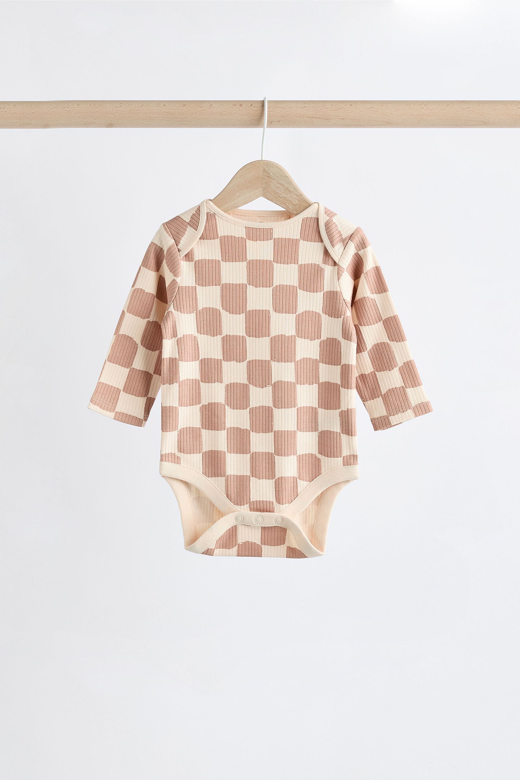 Mineral Checkerboard Baby Long Sleeve Bodysuits 3 Pack