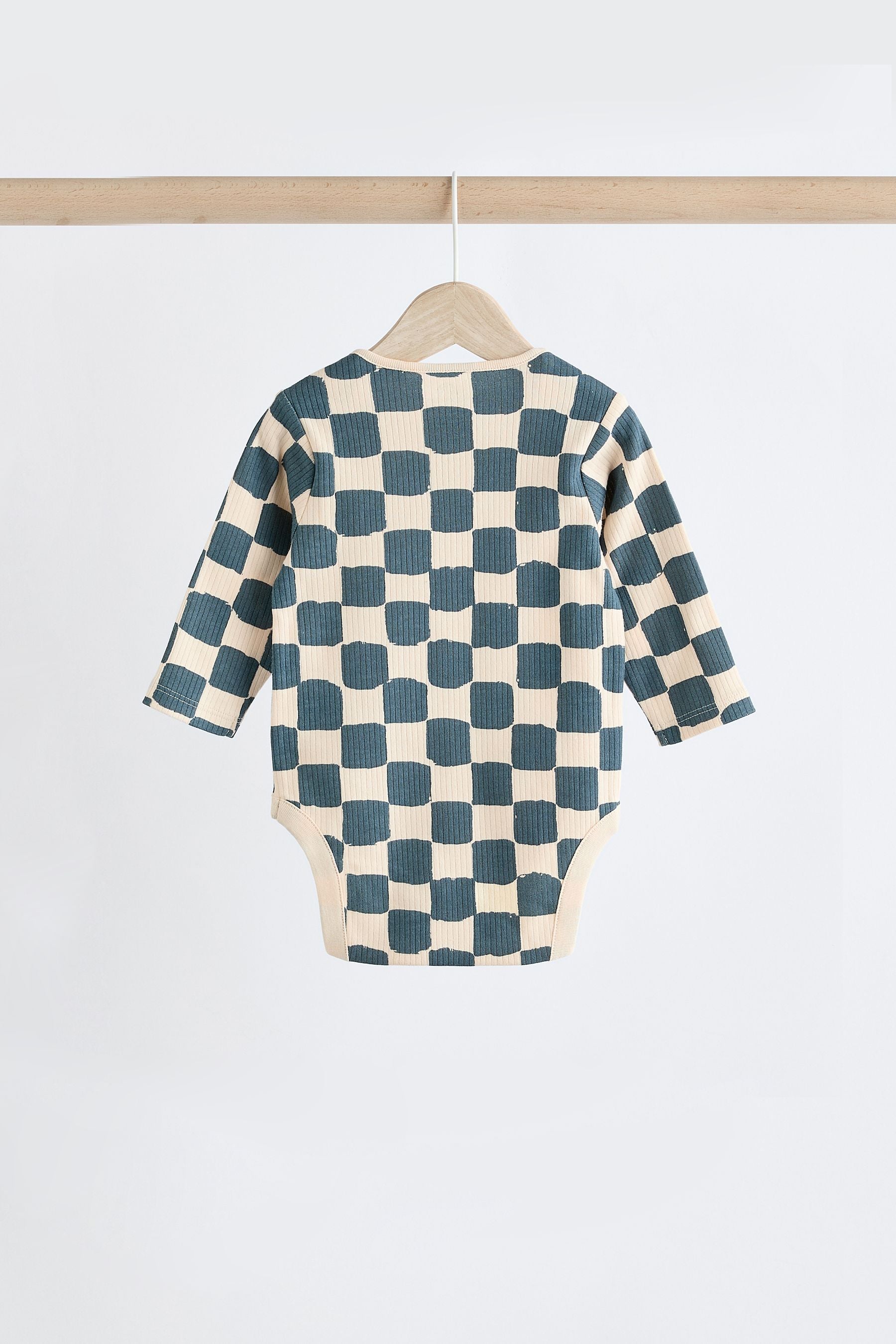 Mineral Checkerboard Baby Long Sleeve Bodysuits 3 Pack