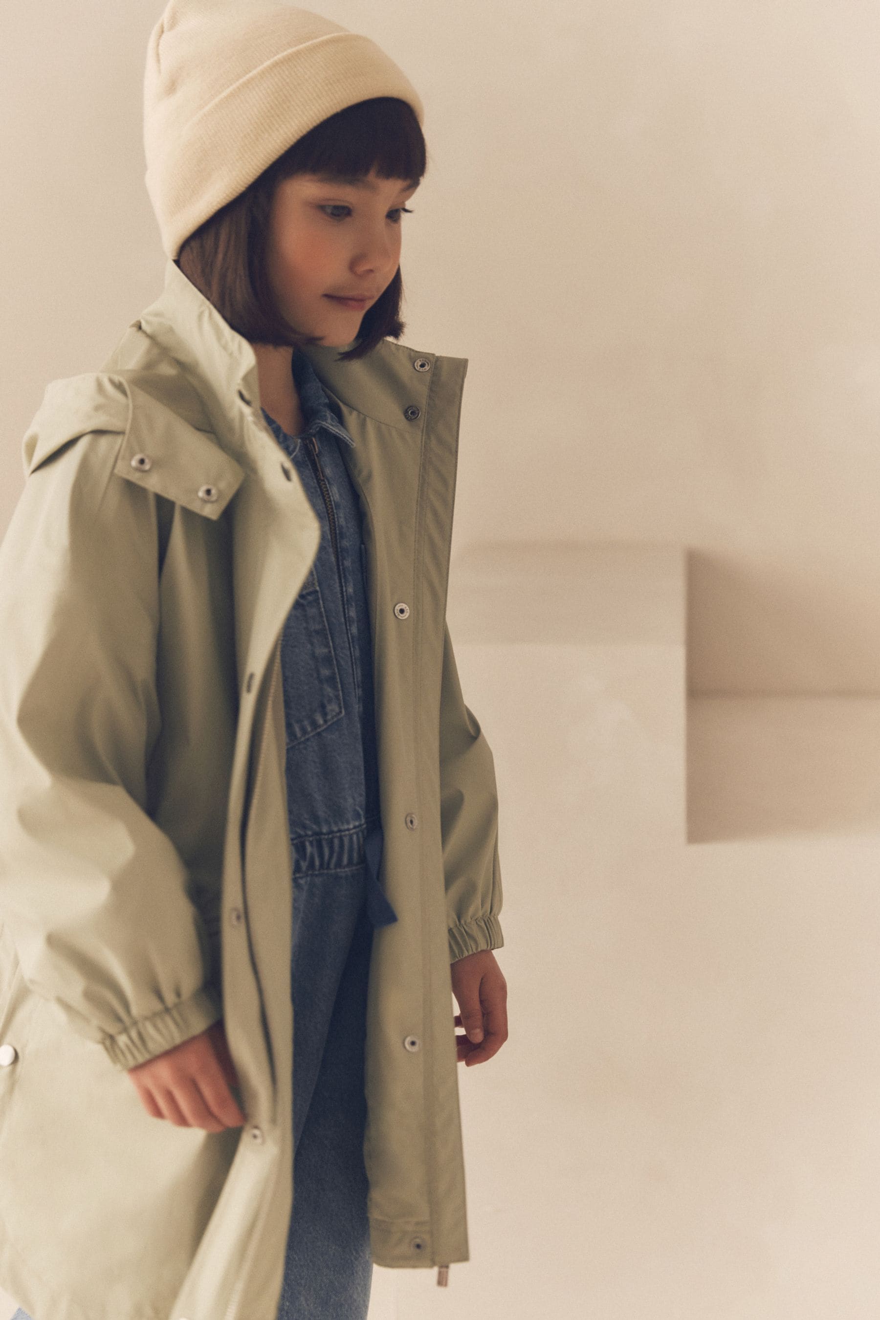 Sage Green Waterproof Oversized Rubber Coat (3-16yrs)