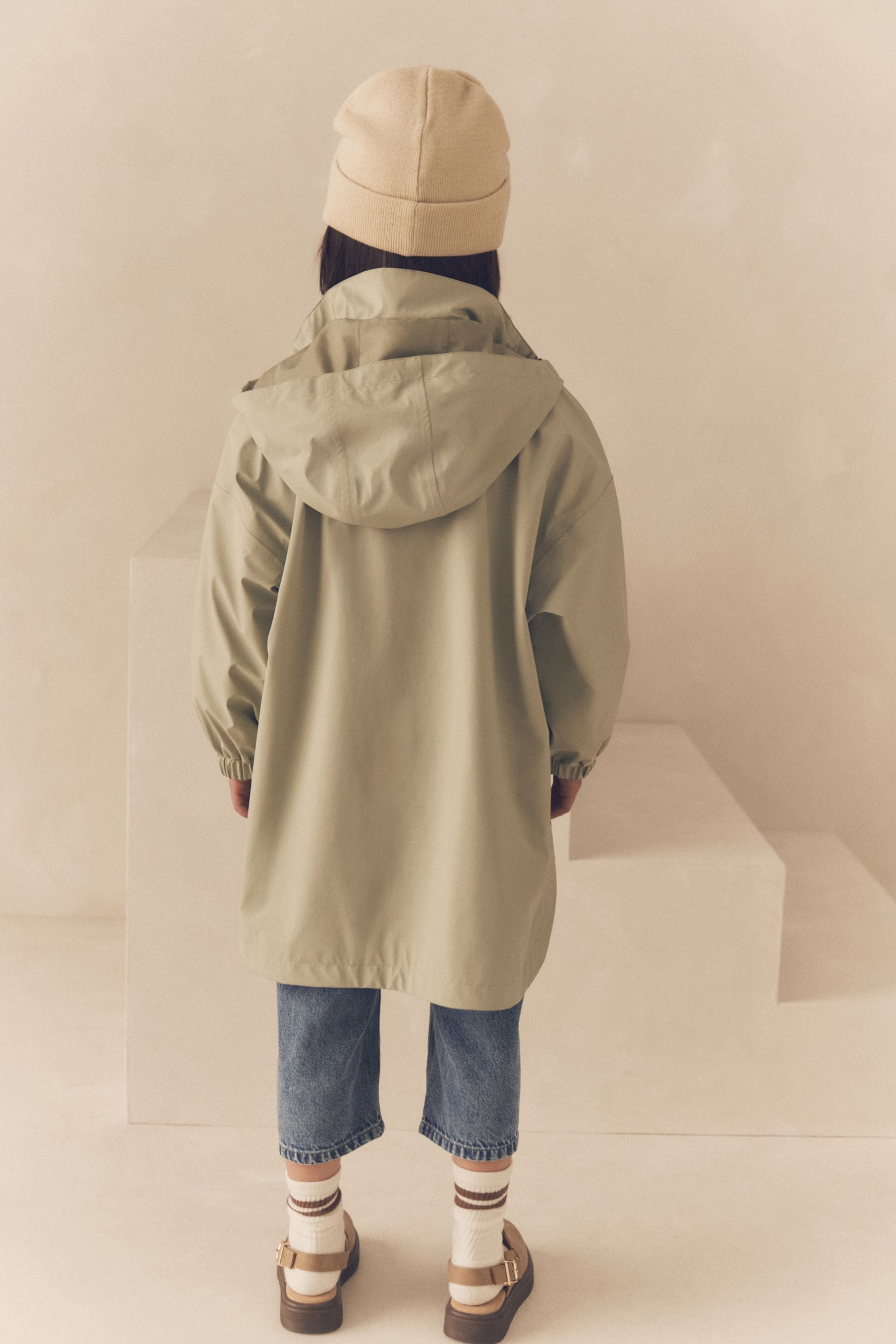 Sage Green Waterproof Oversized Rubber Coat (3-16yrs)