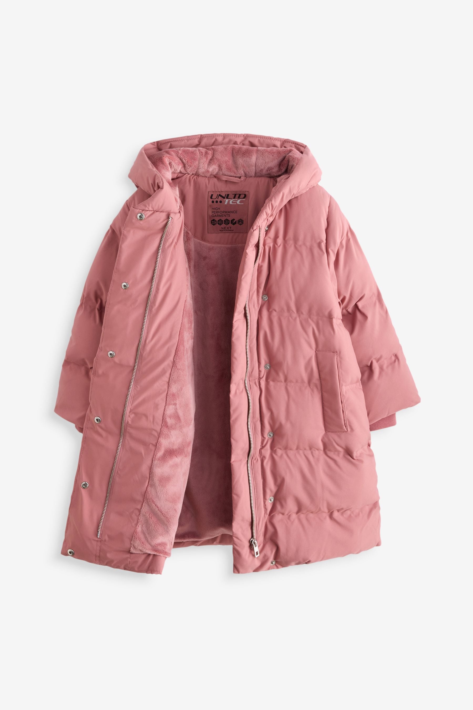 Pink Waterproof Heatseal Hooded Padded Coat (3-16yrs)