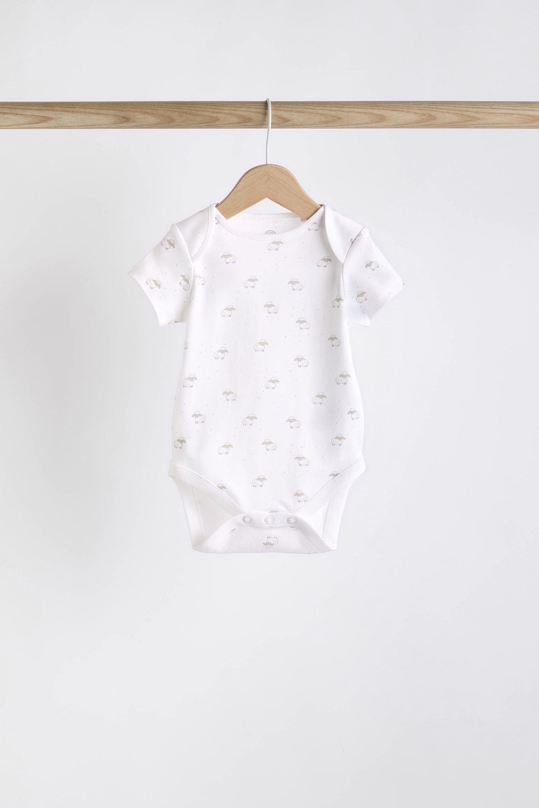 White 5 Pack Baby Short Sleeve 100% Cotton Bodysuits