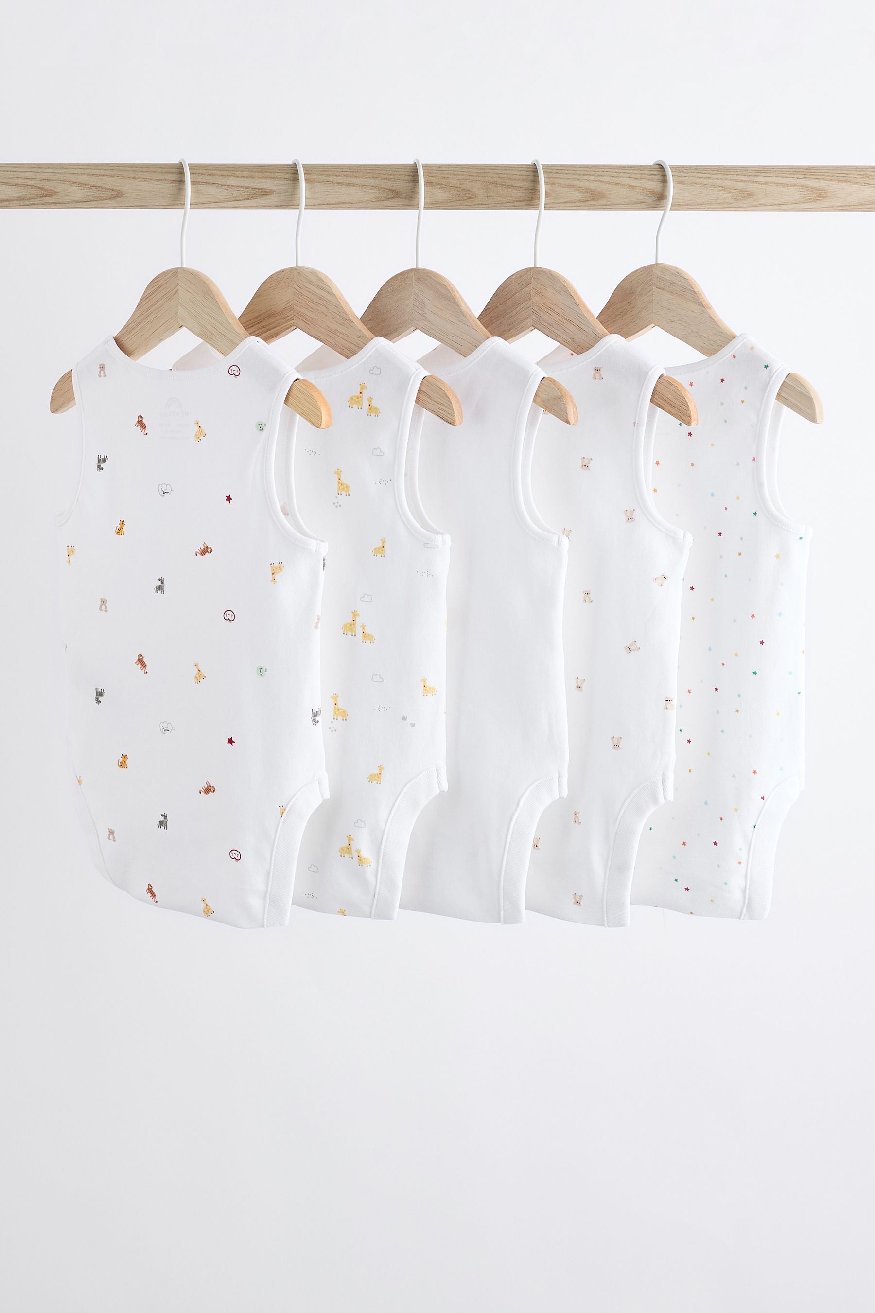 White 100% Cotton Vest Baby Bodysuits 5 Pack