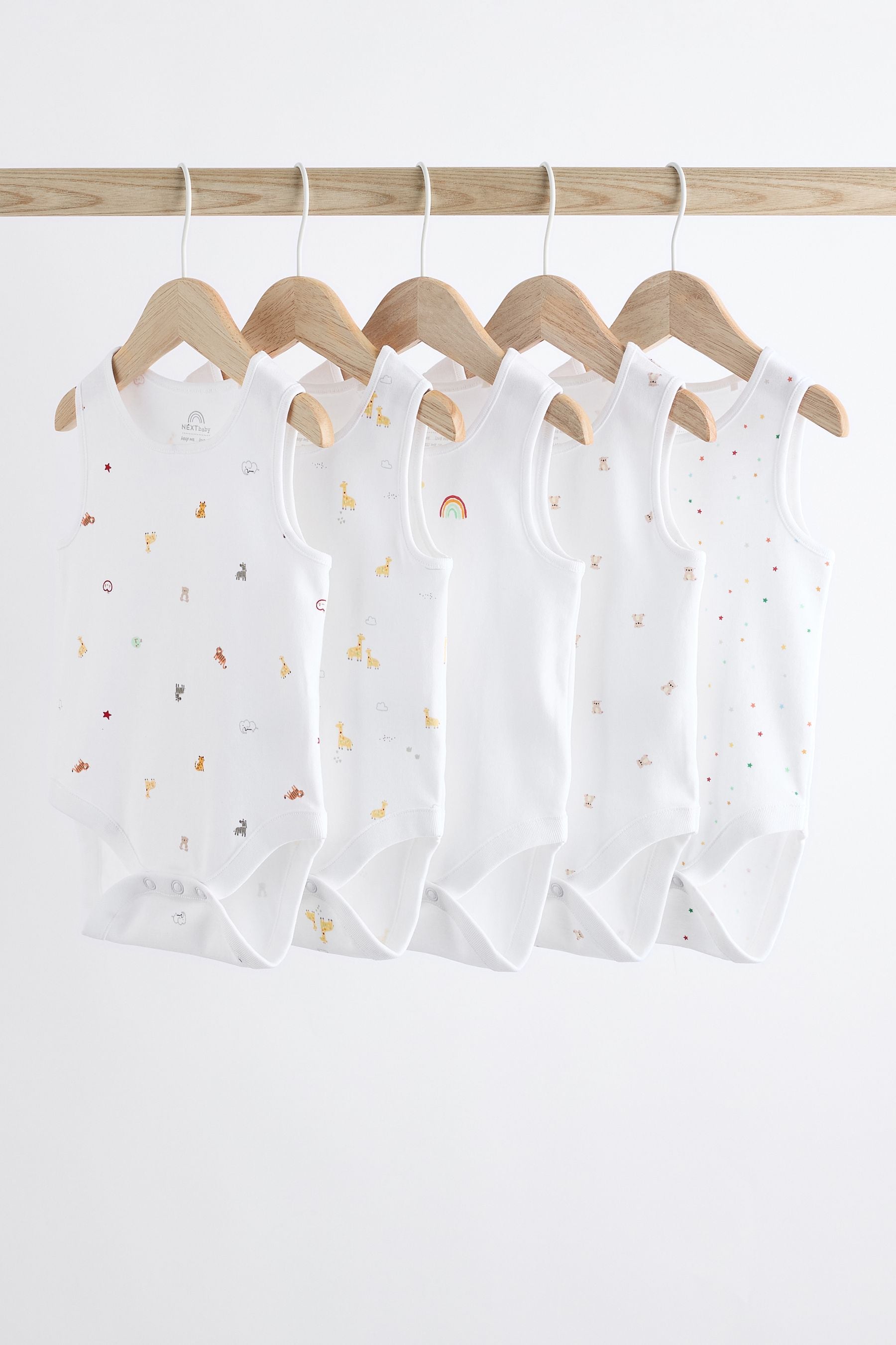 White 100% Cotton Vest Baby Bodysuits 5 Pack