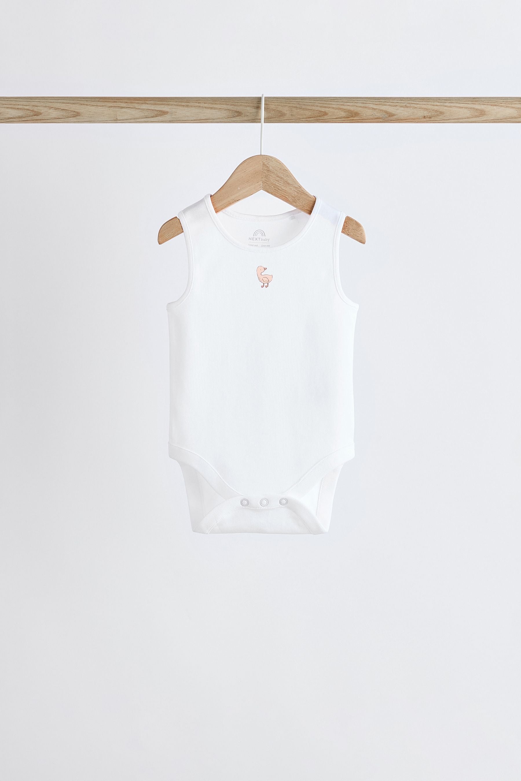 White Delicate Animal Baby Vest 100% Cotton Bodysuits 5 Pack