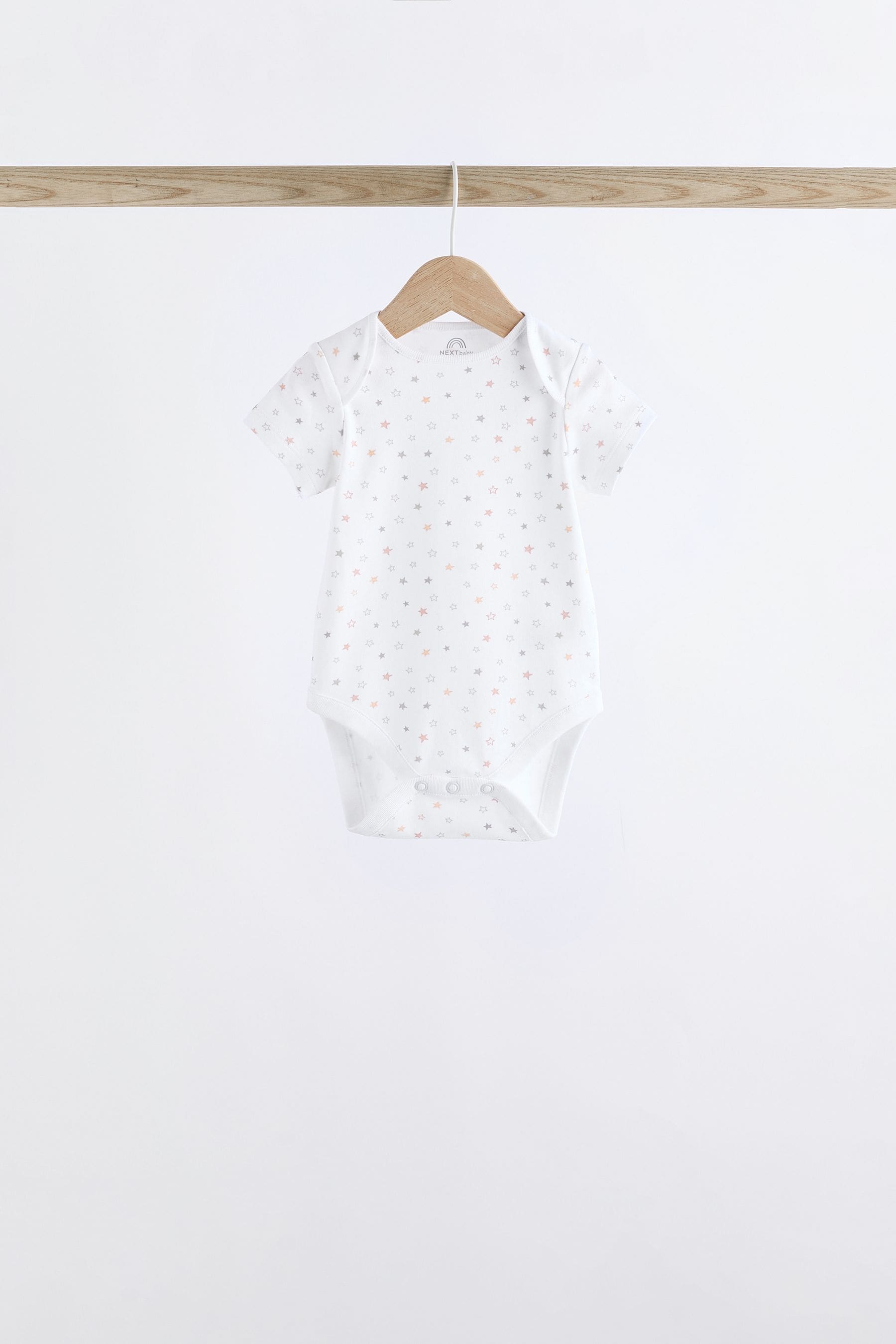 White 7 Pack Baby Short Sleeve 100% Cotton Bodysuits