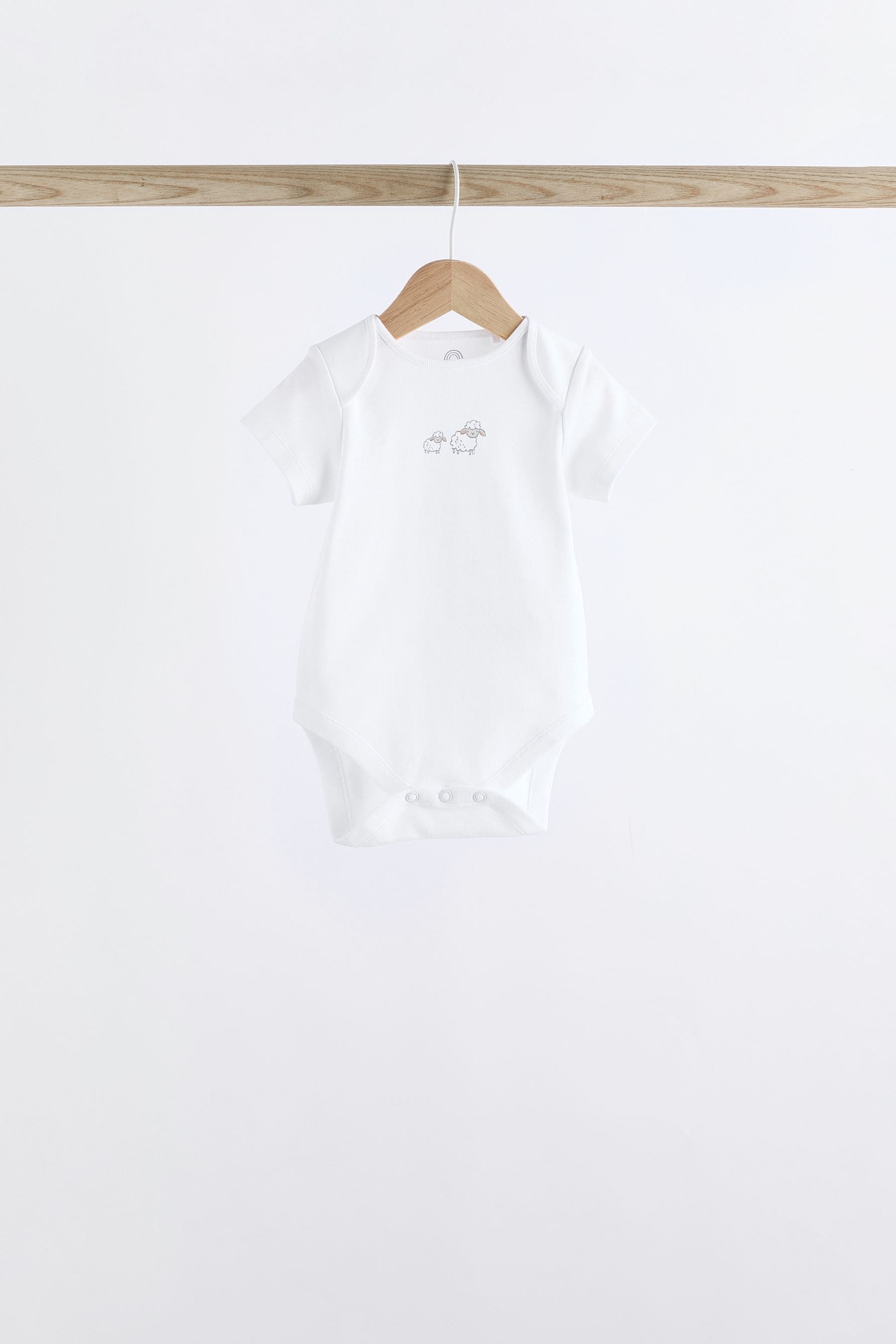 White 7 Pack Baby Short Sleeve 100% Cotton Bodysuits