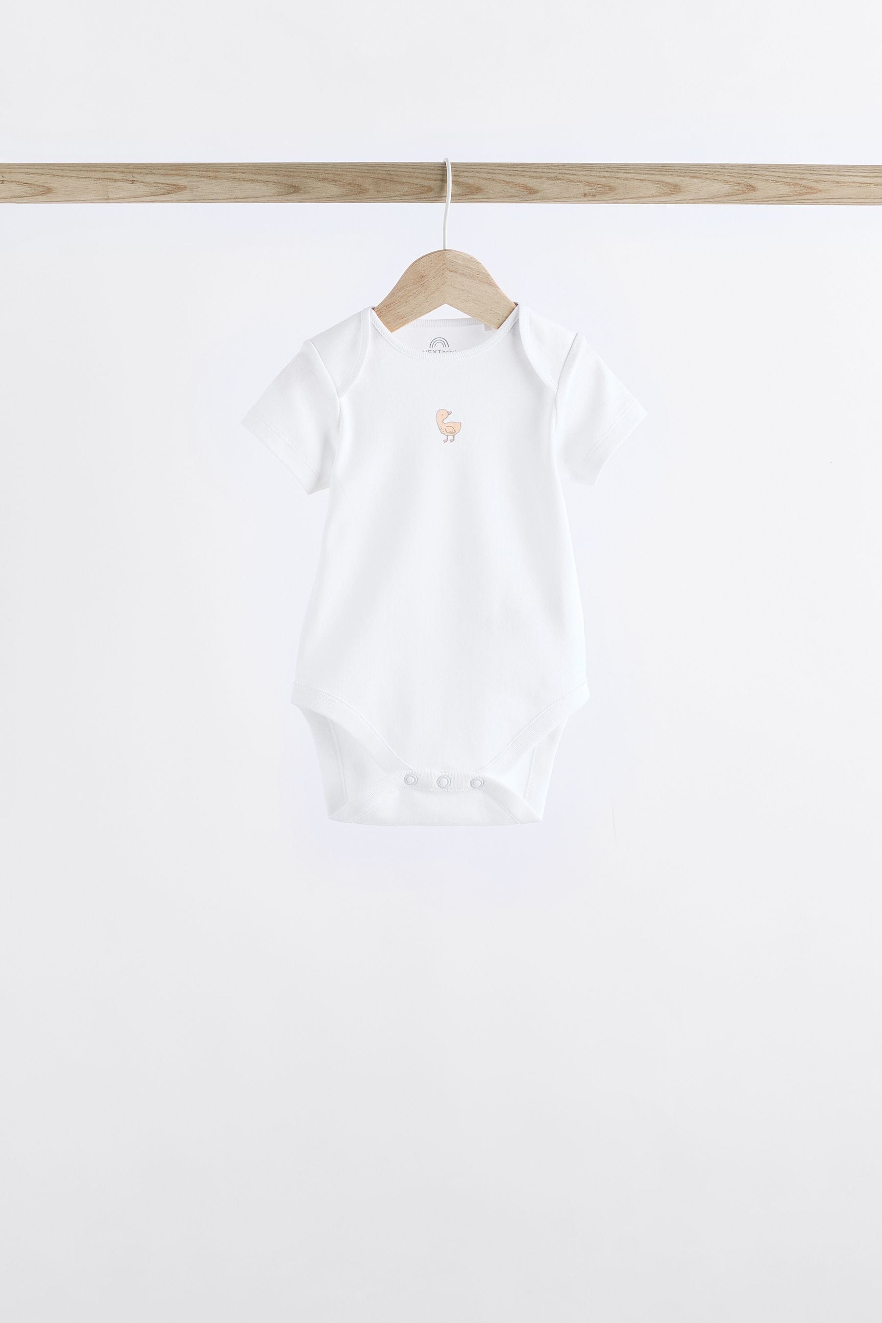 White 7 Pack Baby Short Sleeve 100% Cotton Bodysuits