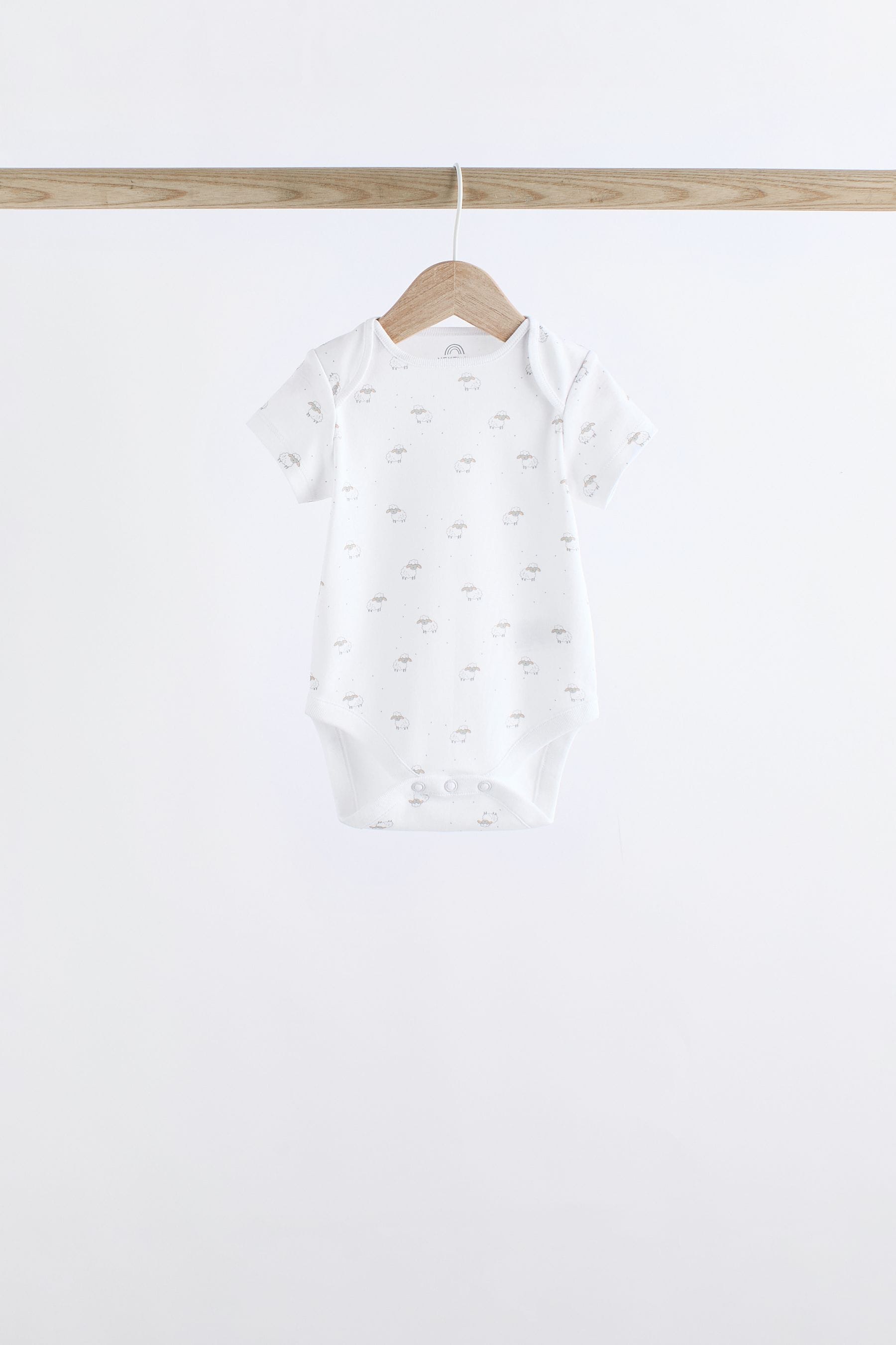 White 7 Pack Baby Short Sleeve 100% Cotton Bodysuits