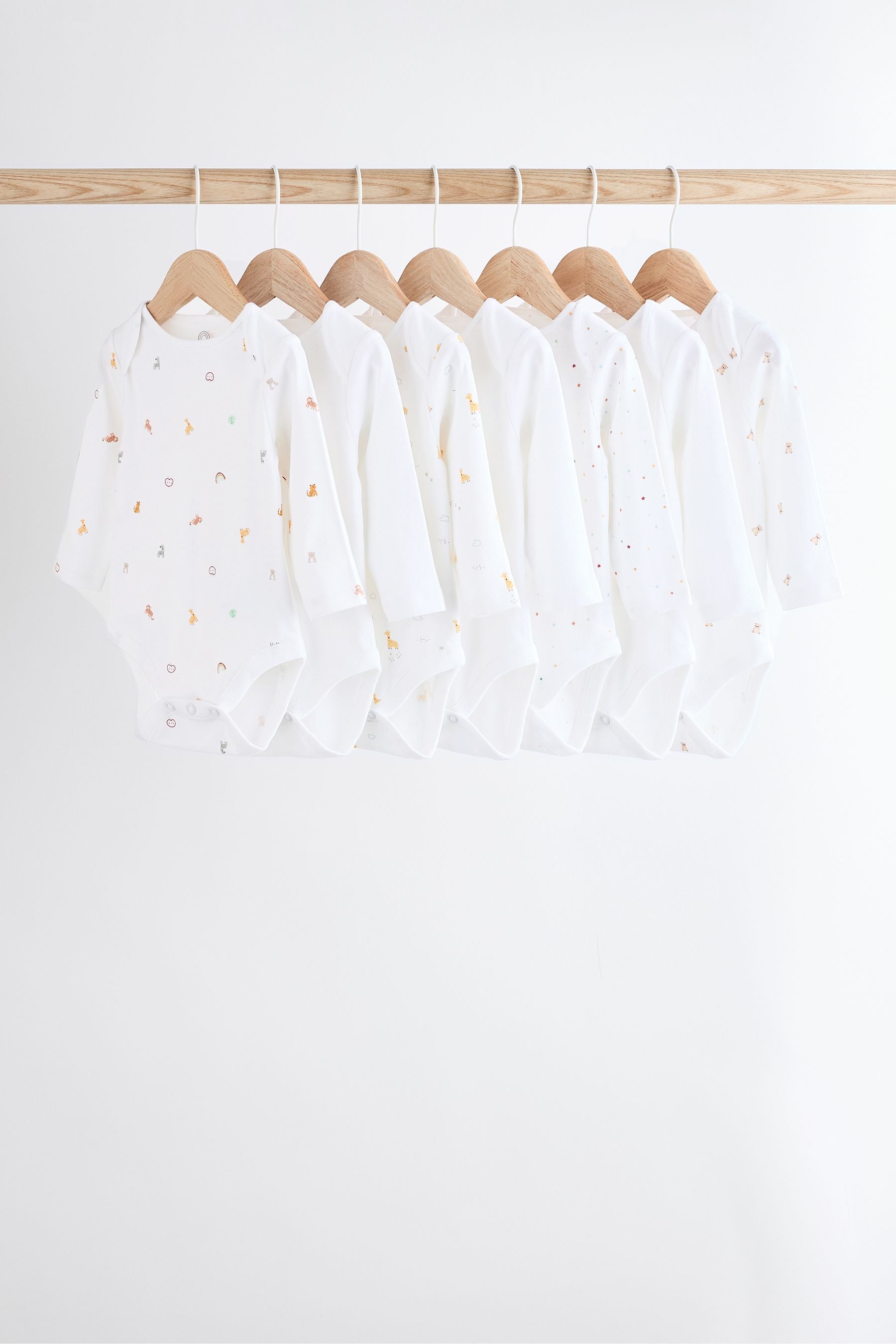 White Long Sleeve 100% Cotton Baby Bodysuits