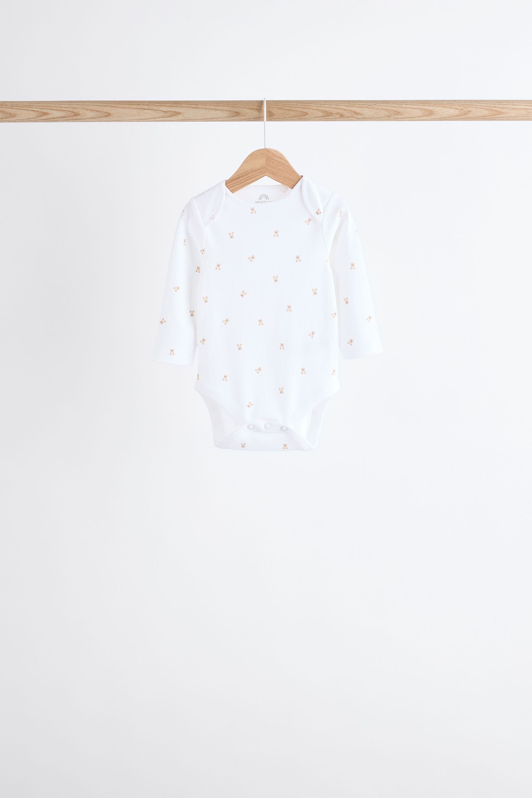 White Long Sleeve 100% Cotton Baby Bodysuits