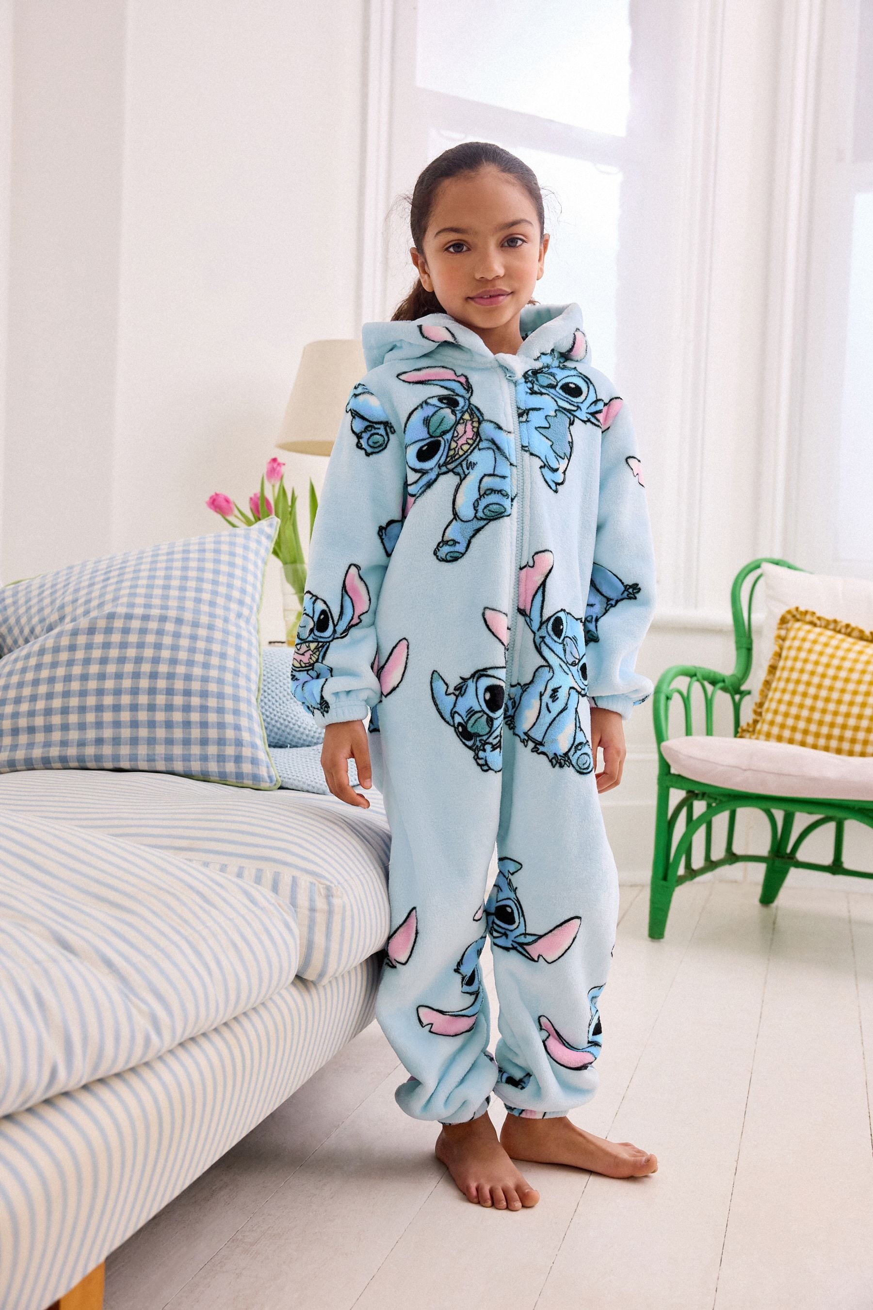 Blue Lilo & Stitch License Fleece All-In-One (3-16yrs)