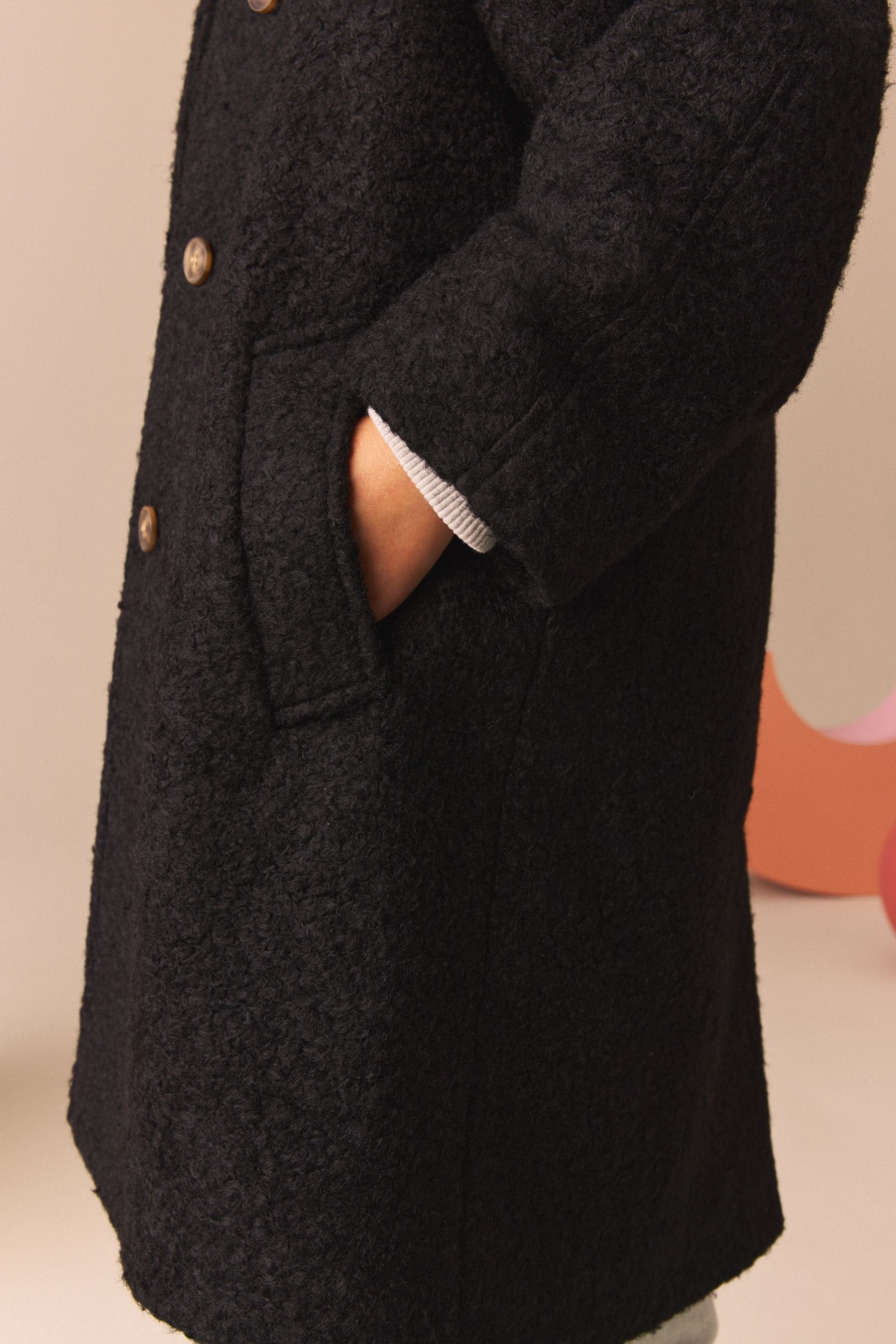 Black Relaxed Fit Overcoat (3-16yrs)