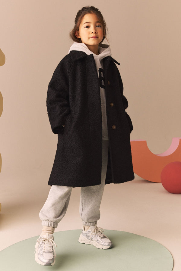 Black Relaxed Fit Overcoat (3-16yrs)