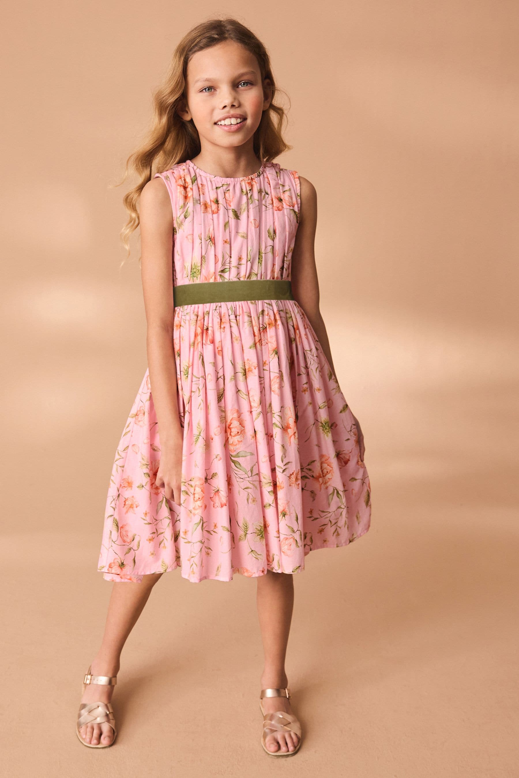 Pink Printed Cotton Prom Dress (3-12yrs)