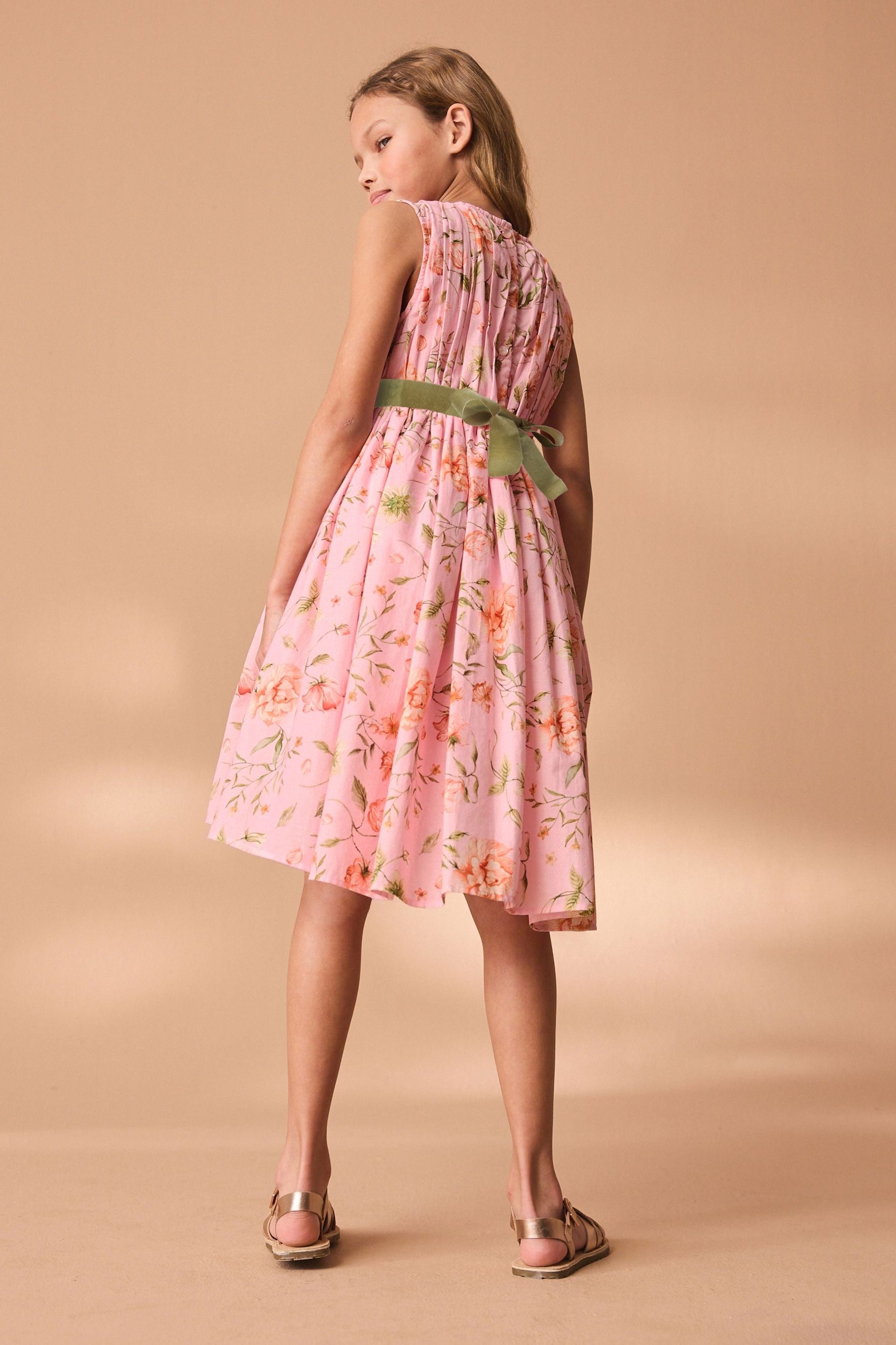 Pink Printed Cotton Prom Dress (3-12yrs)