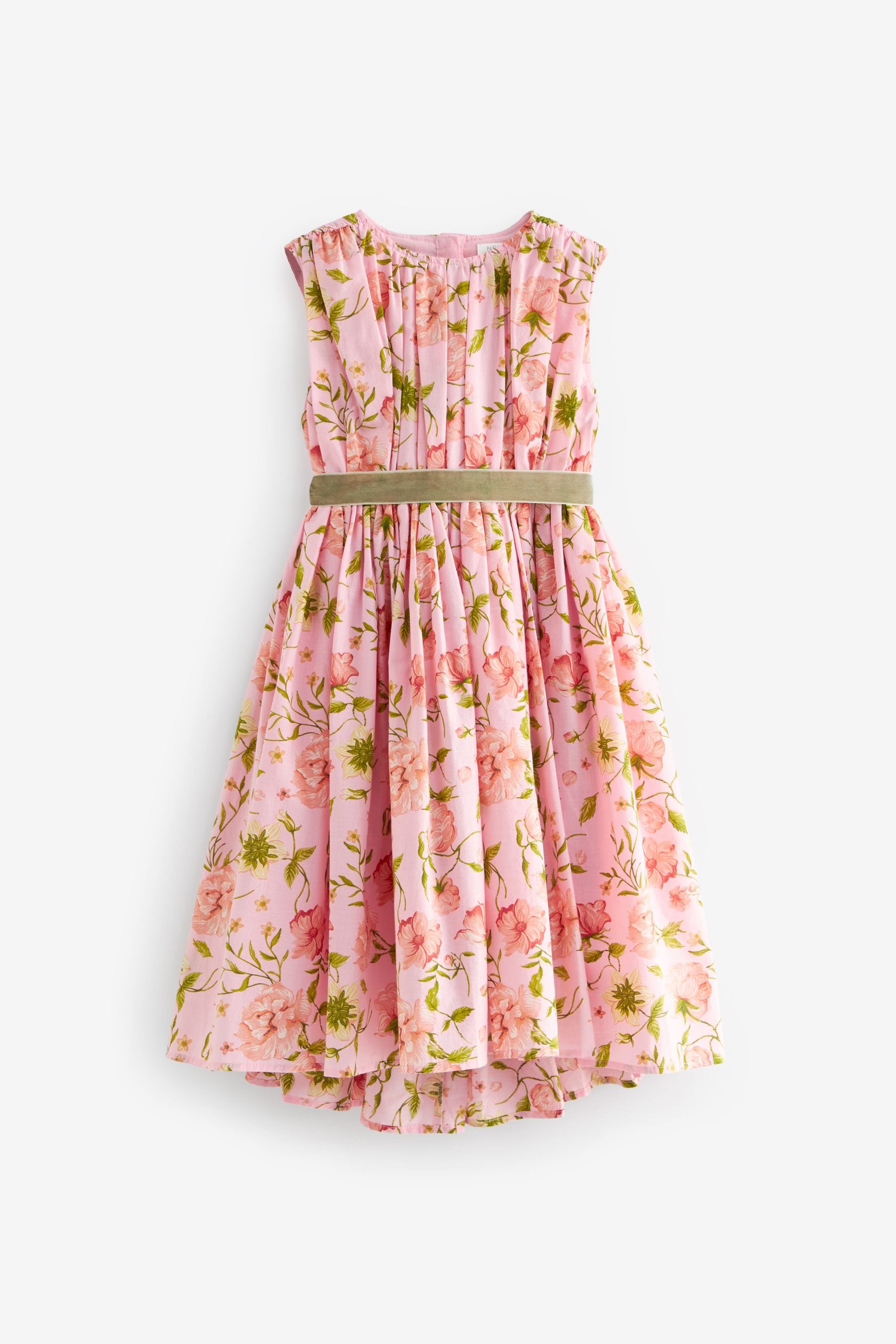 Pink Printed Cotton Prom Dress (3-12yrs)