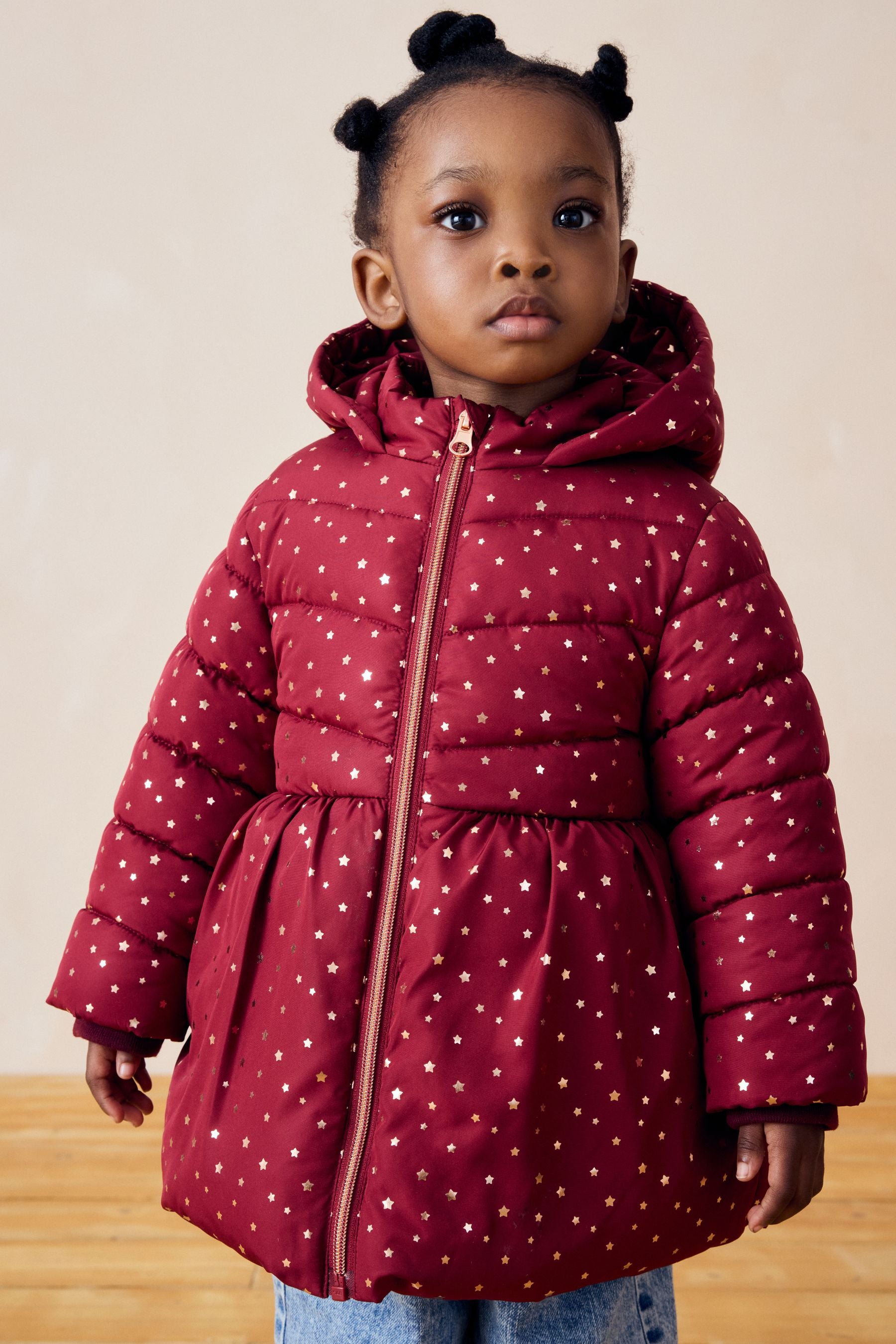 Burgundy Red Shower Resistant Foil Skirted Coat (3mths-7yrs)