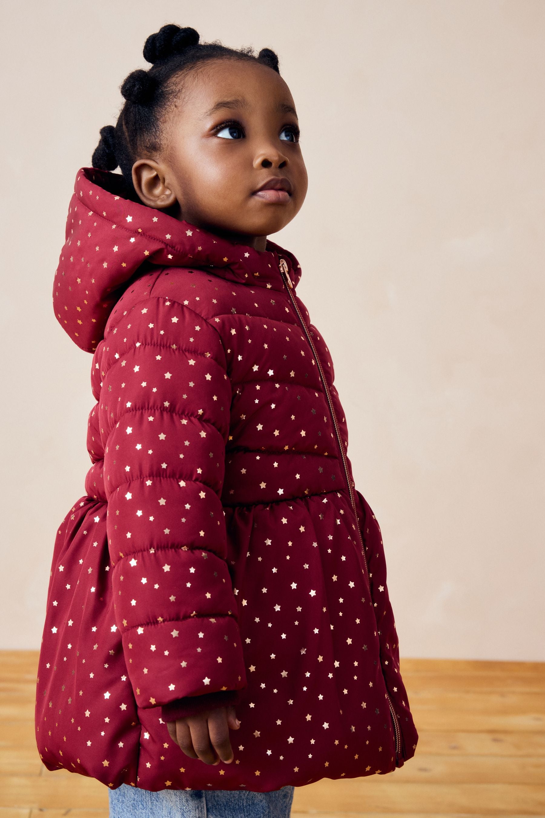 Burgundy Red Shower Resistant Foil Skirted Coat (3mths-7yrs)