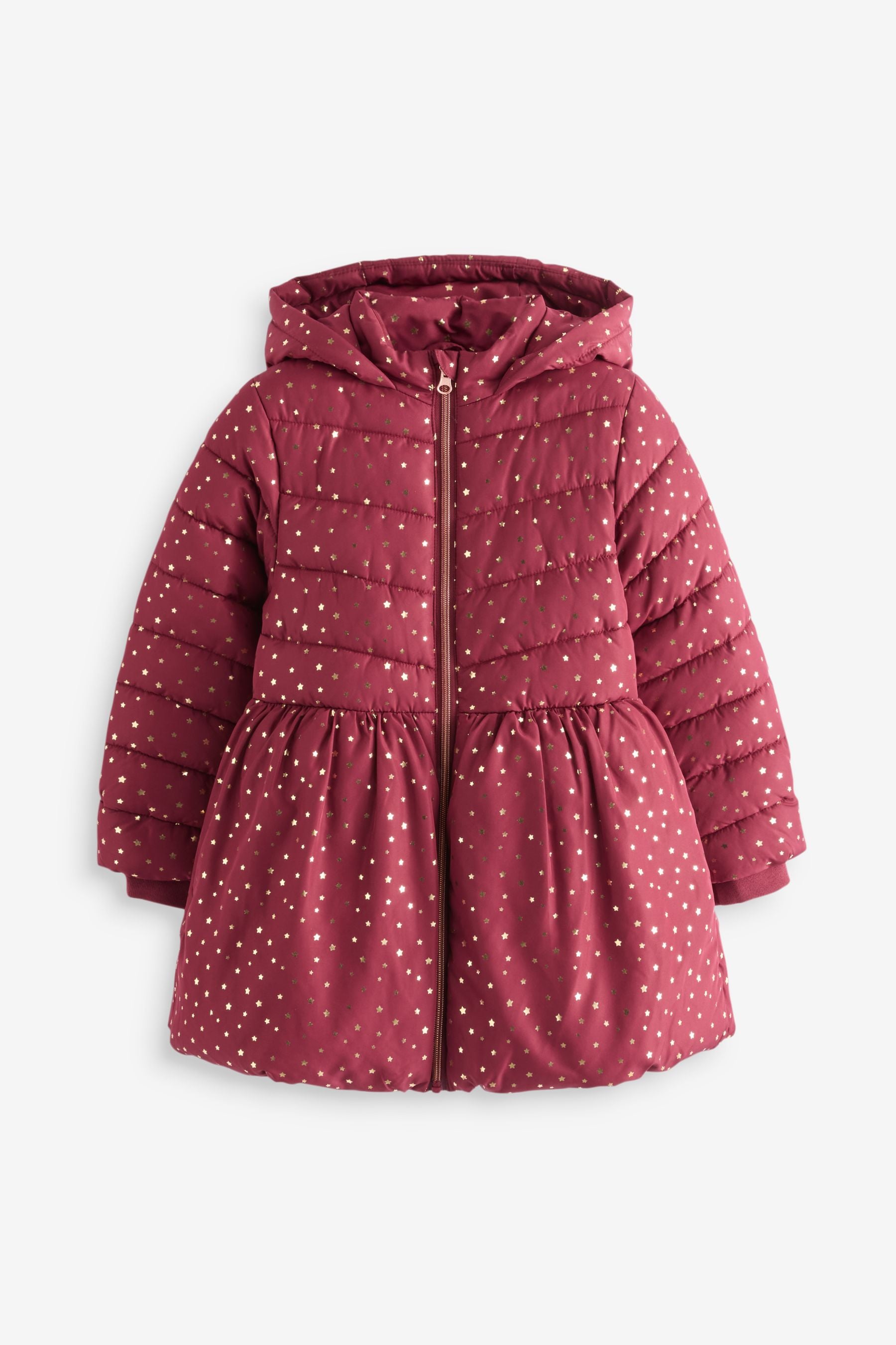 Burgundy Red Shower Resistant Foil Skirted Coat (3mths-7yrs)