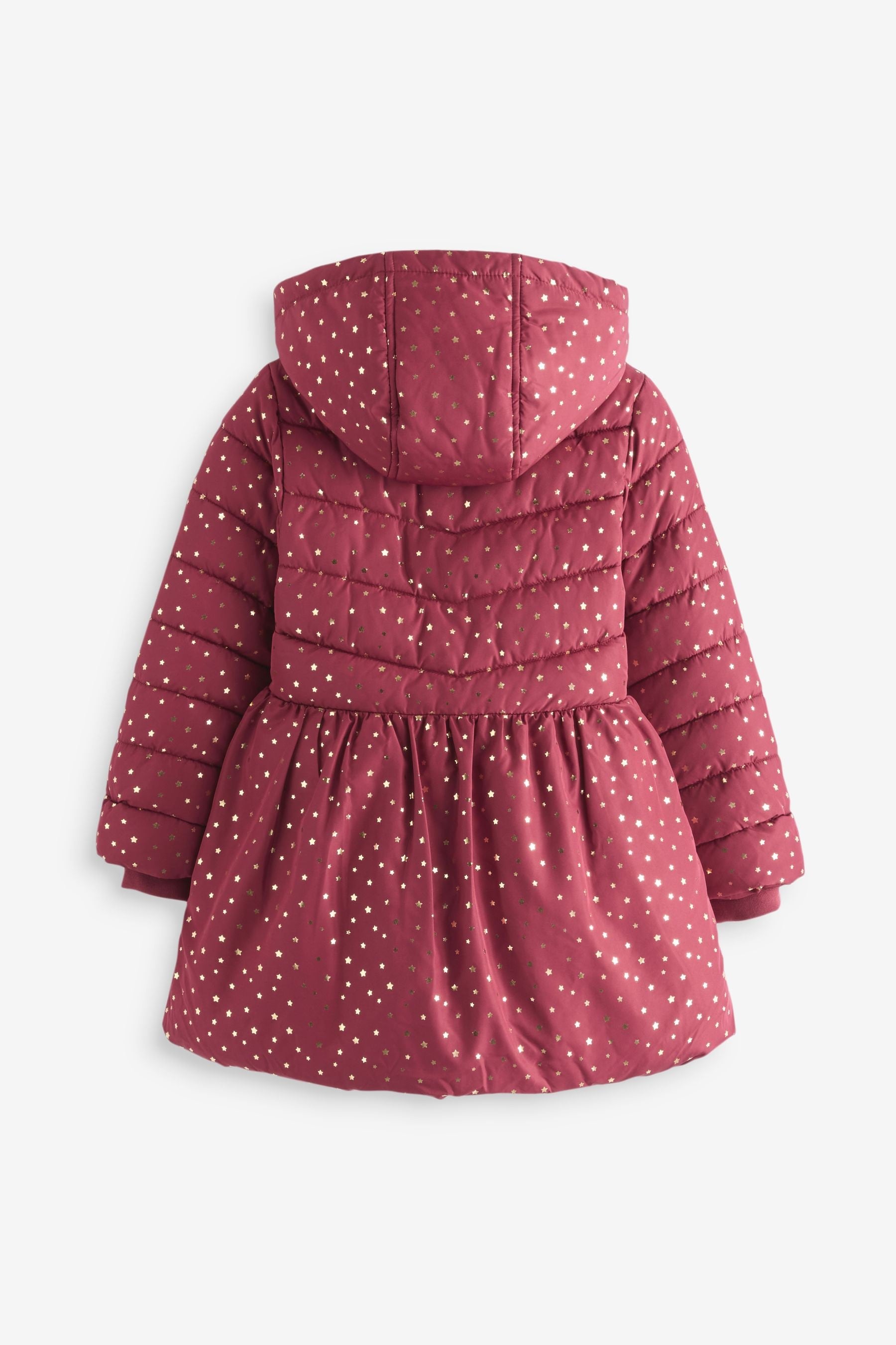 Burgundy Red Shower Resistant Foil Skirted Coat (3mths-7yrs)