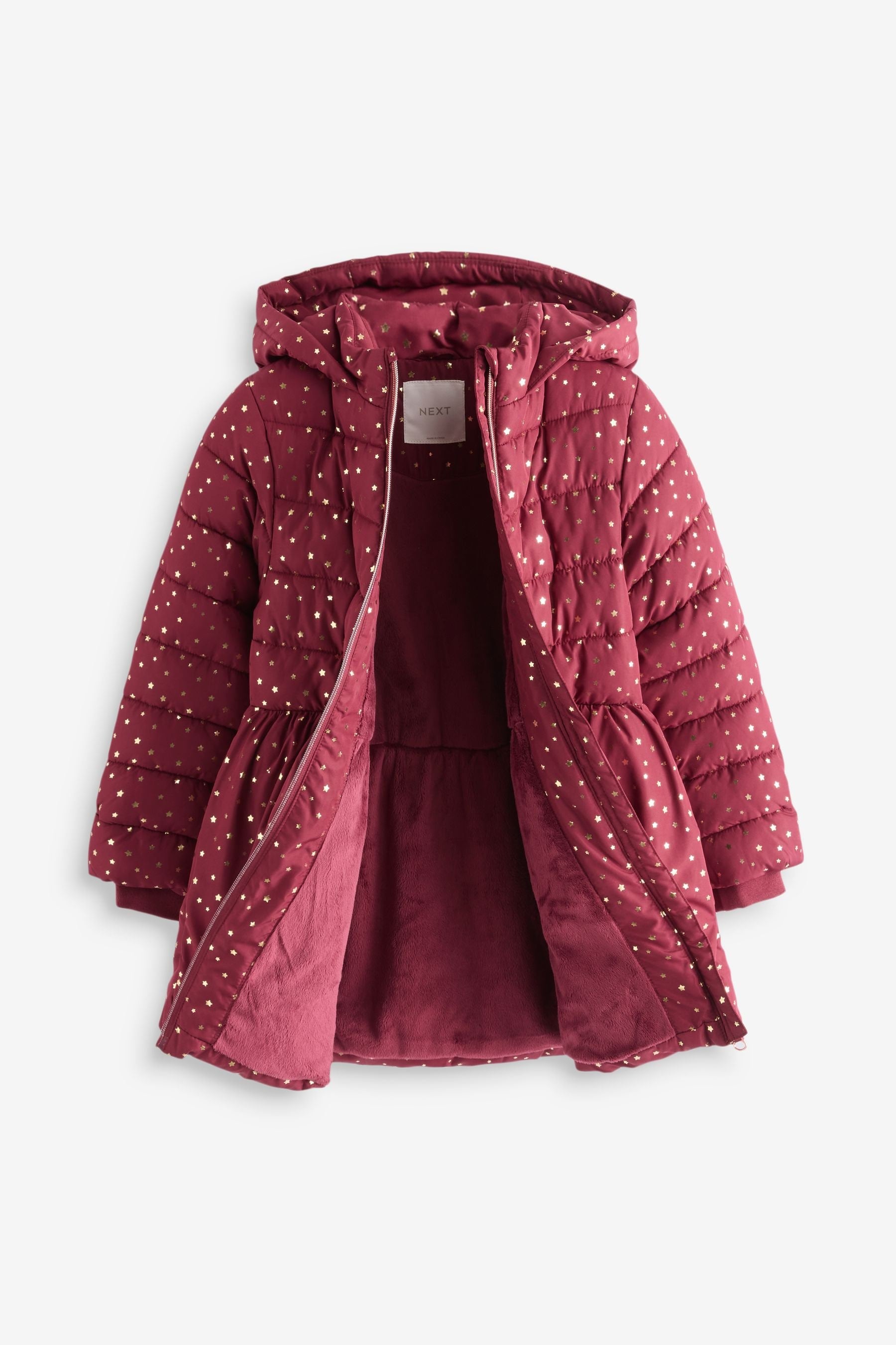 Burgundy Red Shower Resistant Foil Skirted Coat (3mths-7yrs)