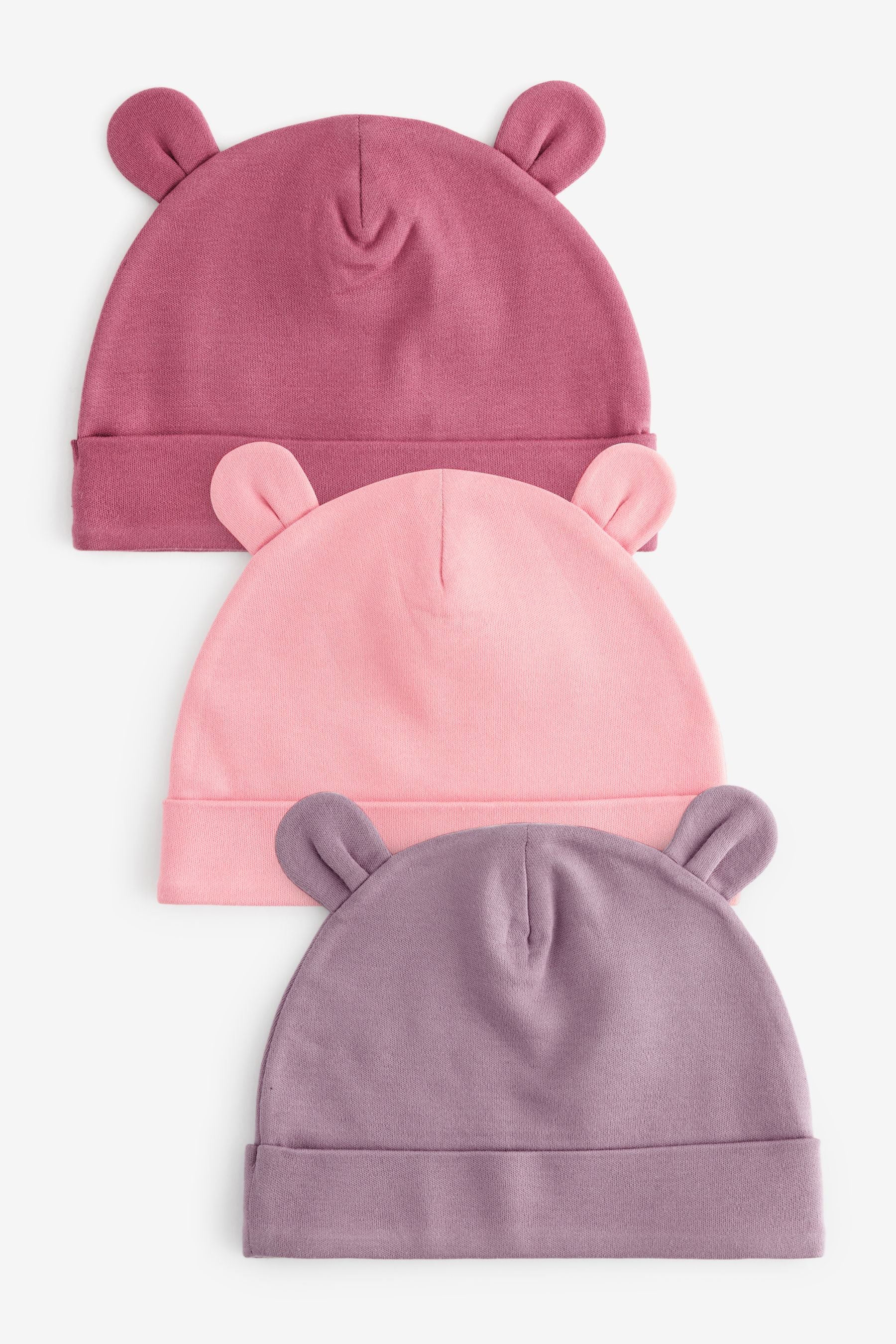 Pink Baby Beanie Hats 3 Pack (0-18mths)