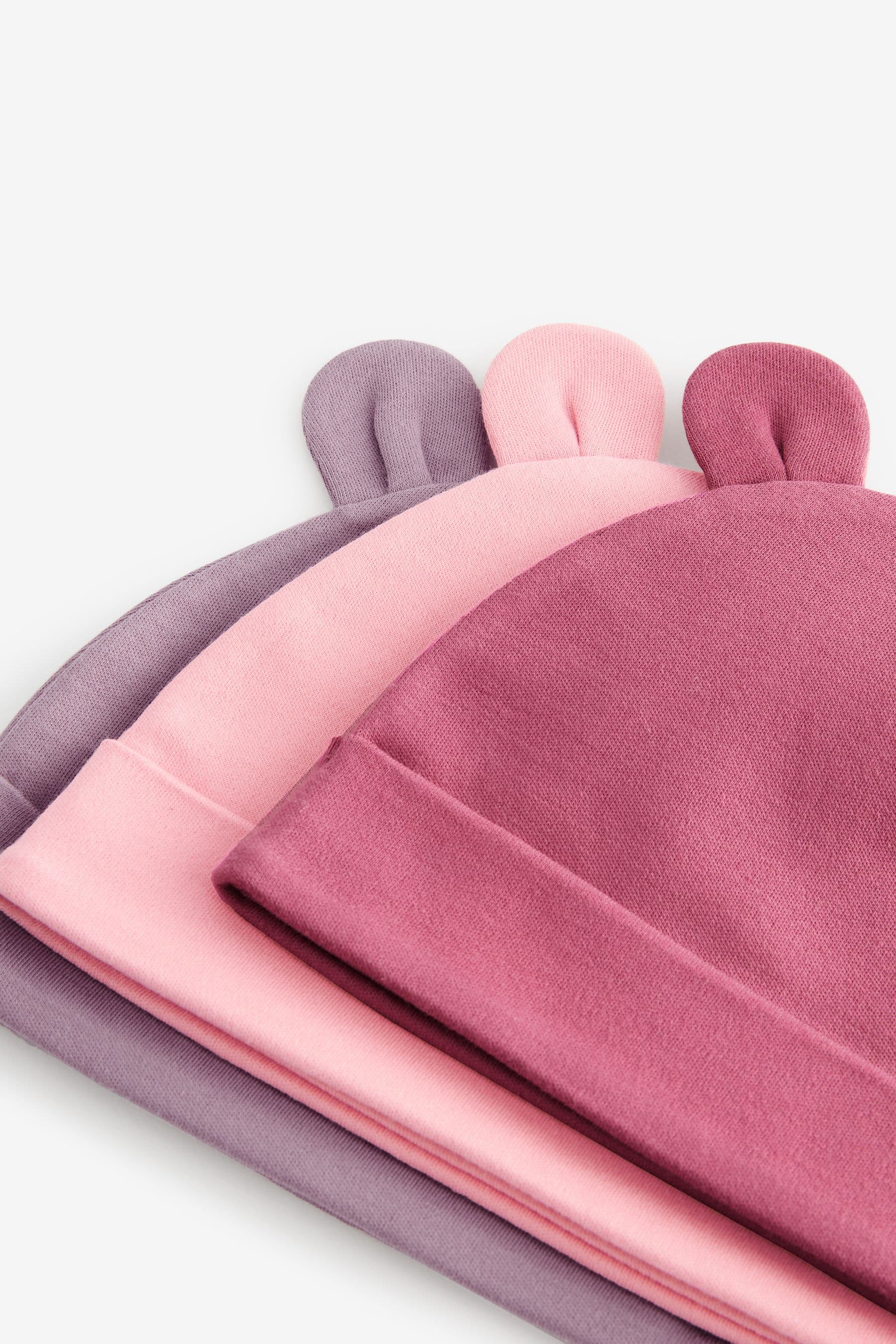 Pink Baby Beanie Hats 3 Pack (0-18mths)