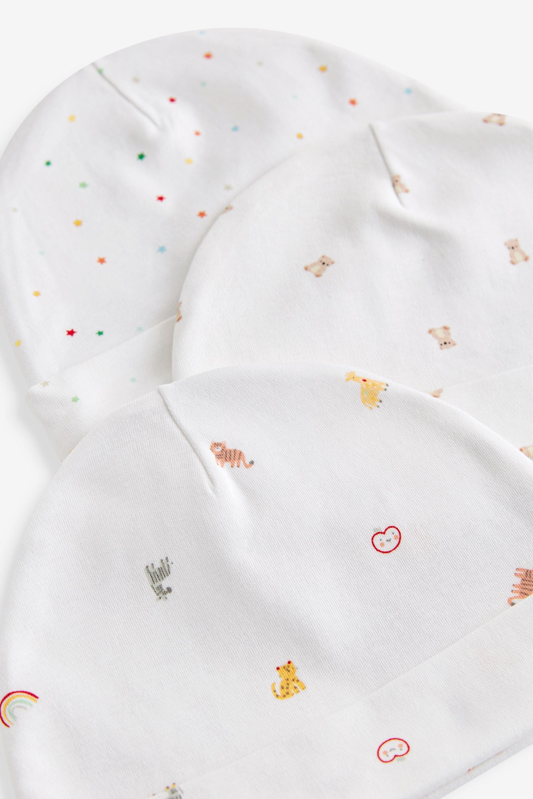 White Bright 3 Pack Beannie Baby Hats (0-12mths)