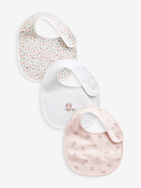 Pink Baby 100% Cotton Bibs 3 Pack