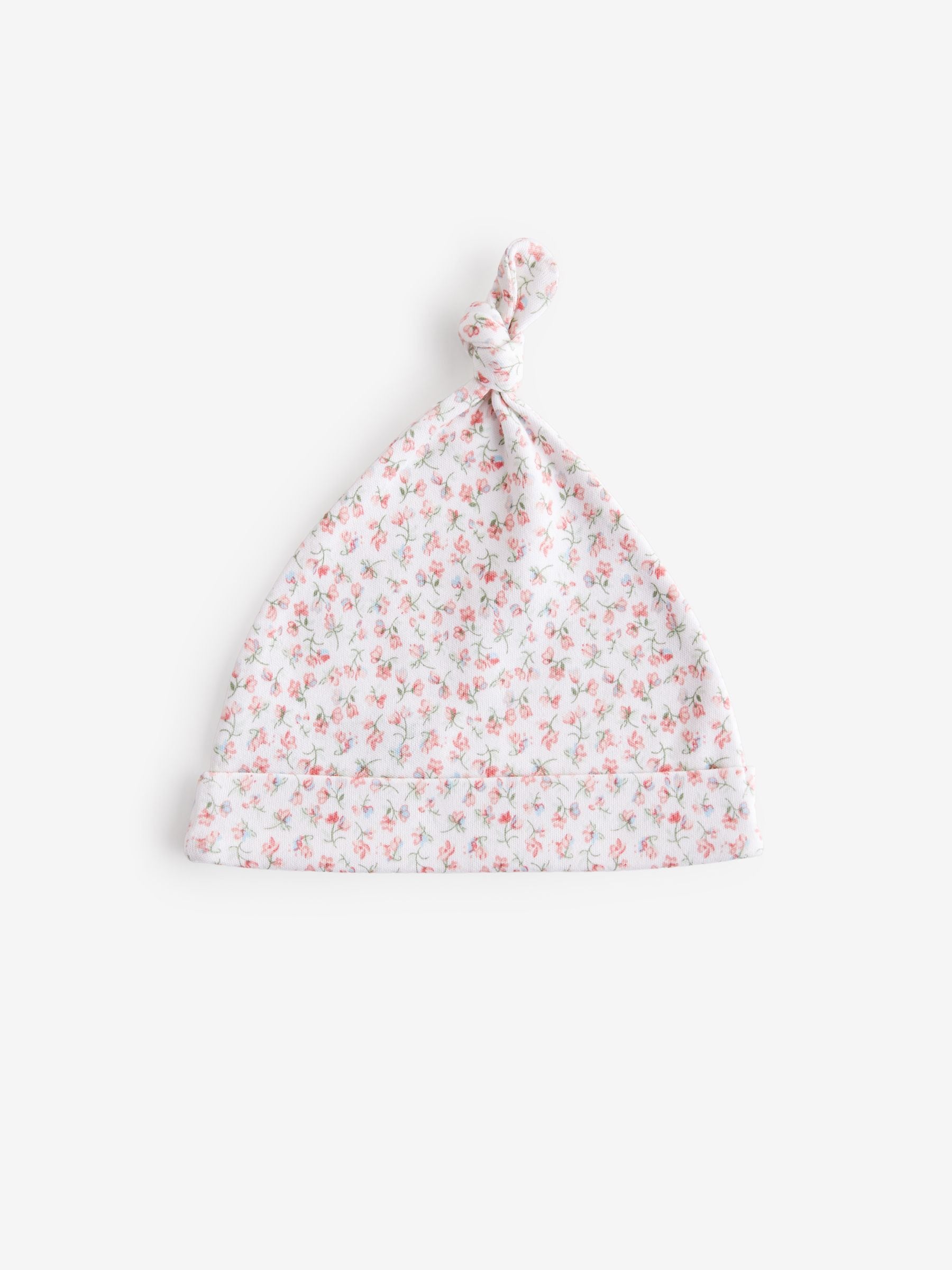 Pink Baby Tie Top 100% Cotton Hats 3 Pack (0-12mths)