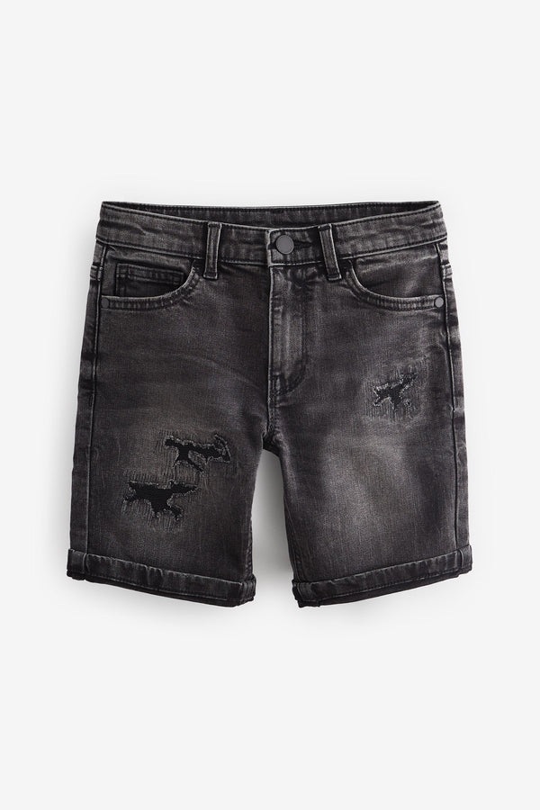 Black Distress Denim Shorts (3-16yrs)