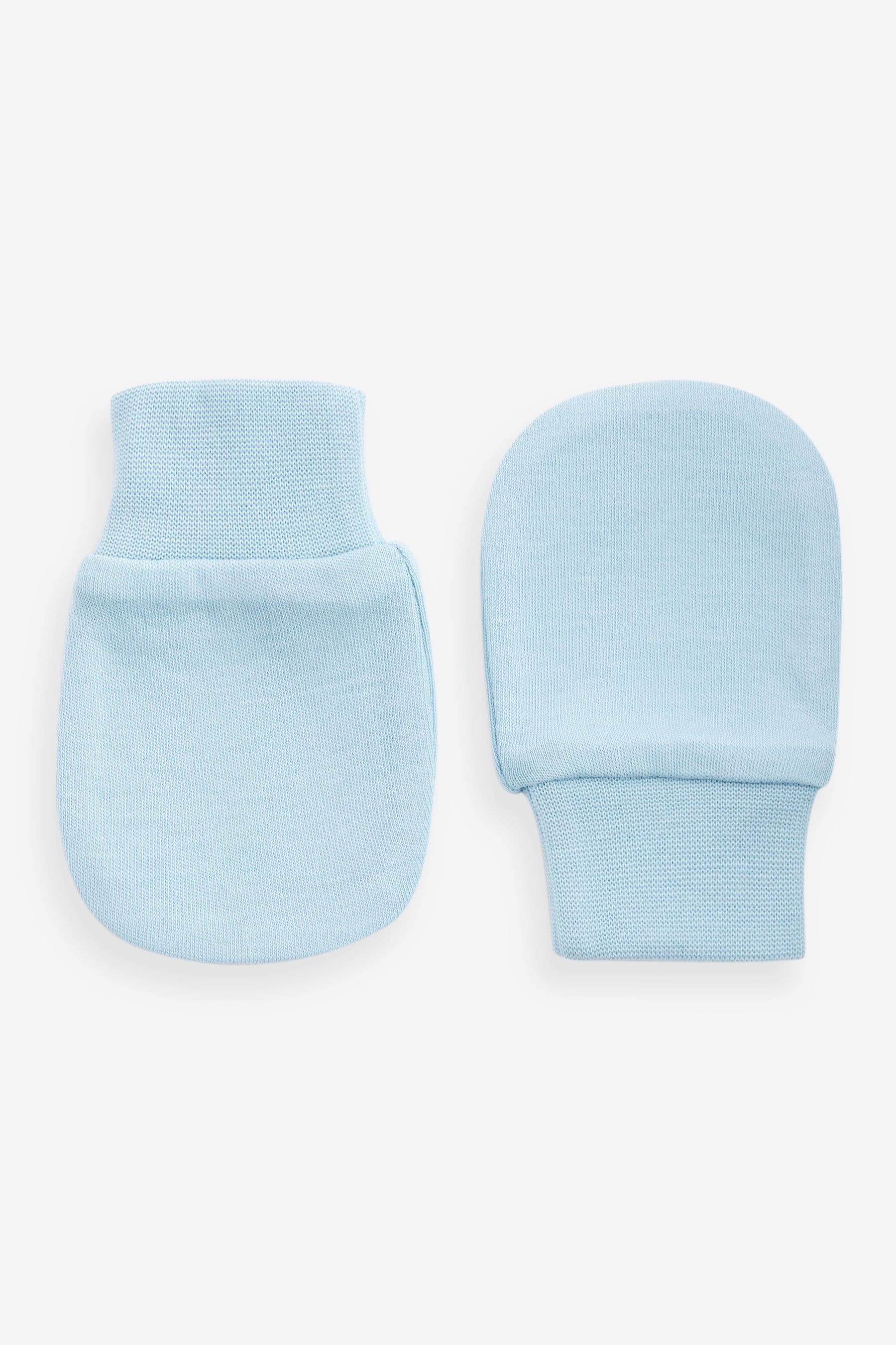 White/Blue Baby Scratch Mitts 3 Pack