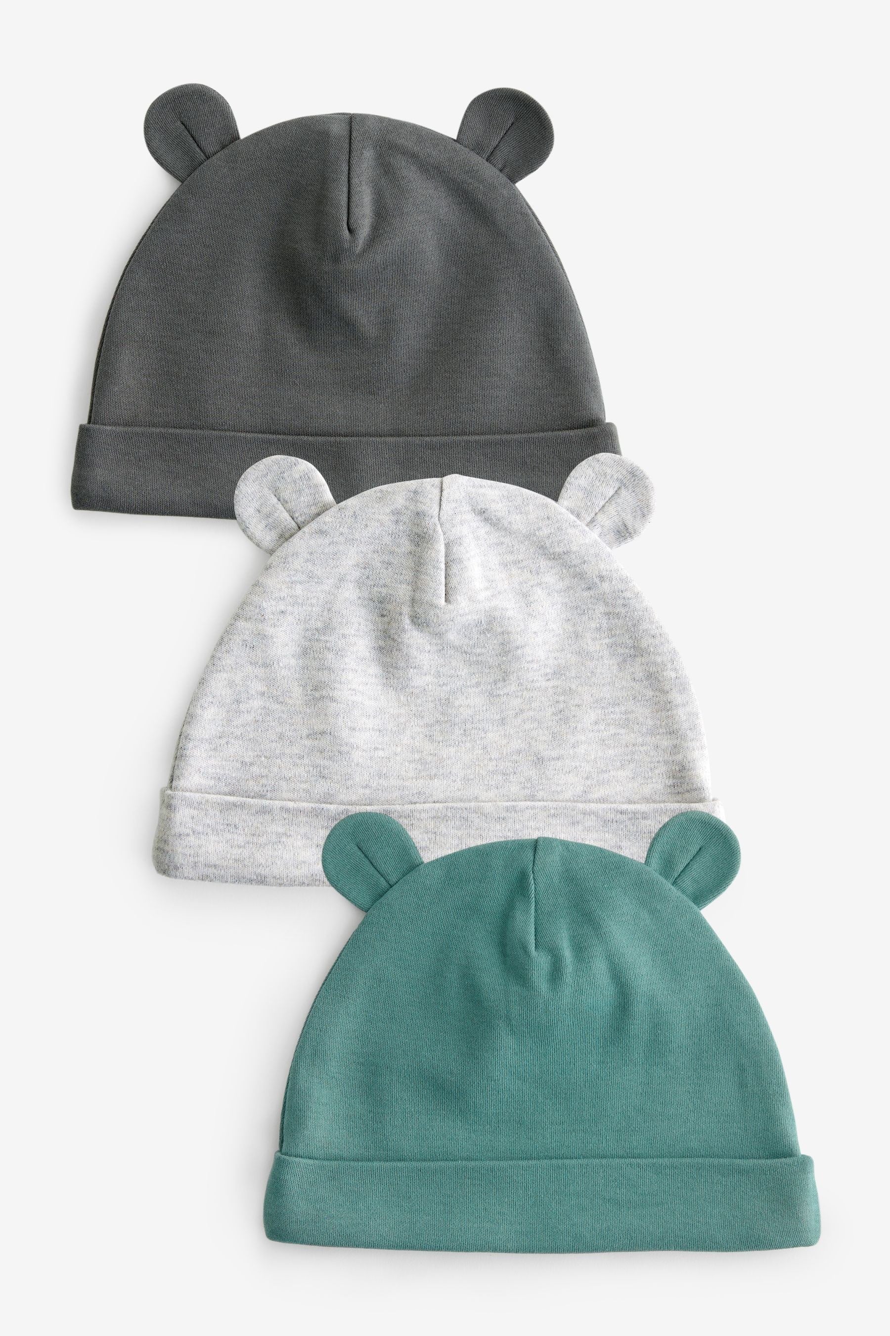 Green/Grey Baby Beanies 3 Pack (0-18mths)