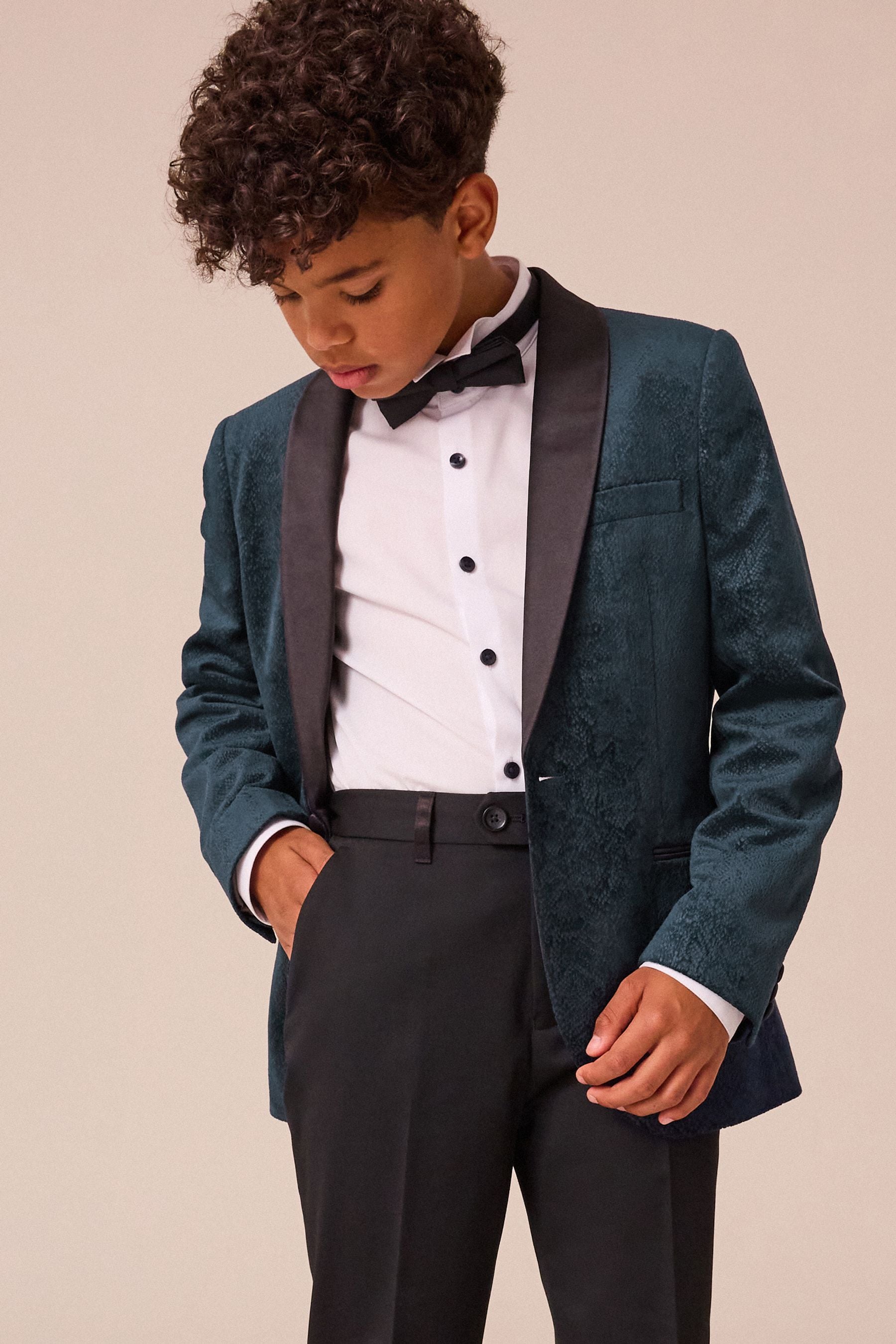 Navy Snake Skin Velvet Jacket (3-16yrs)