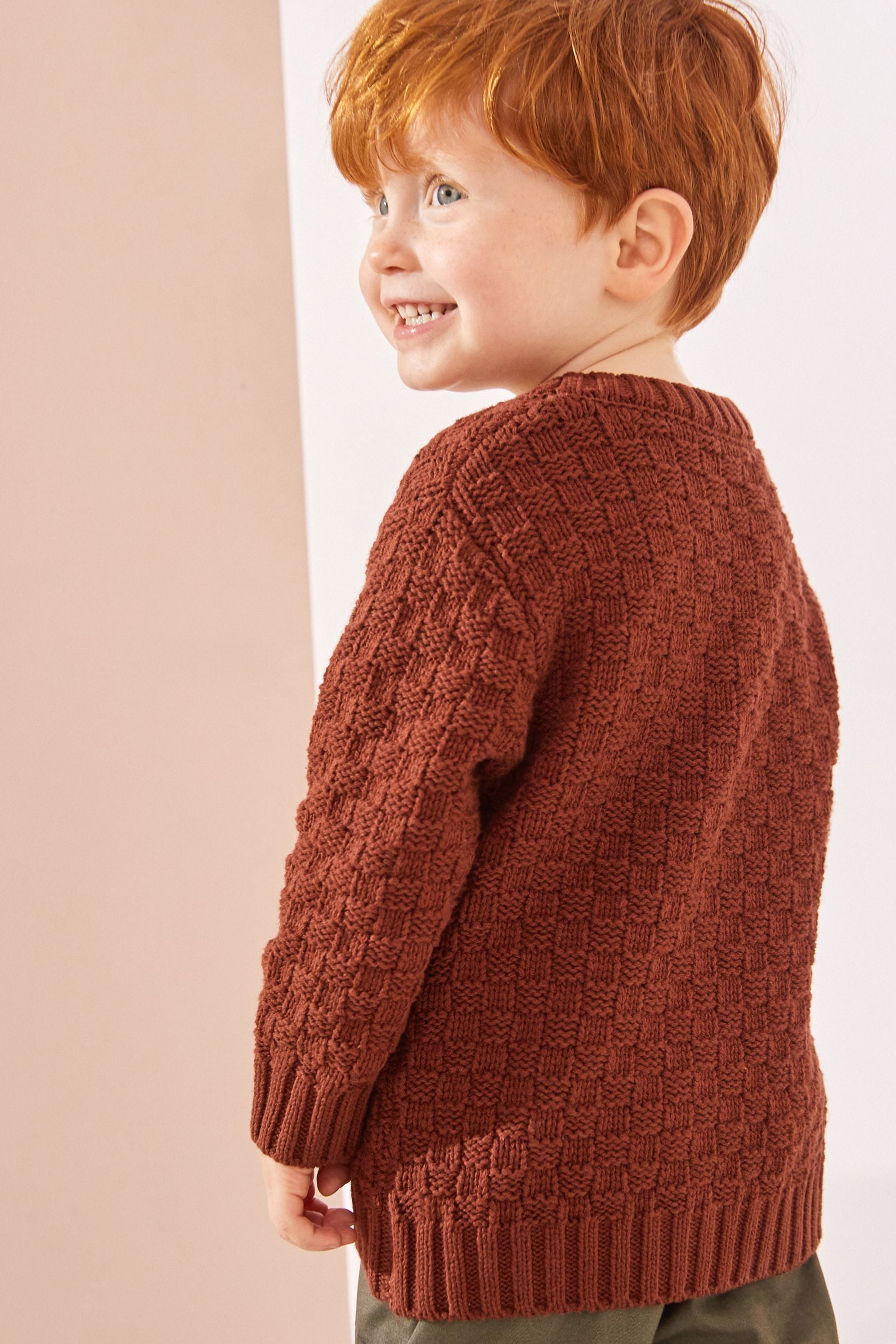 Rust Brown Textured Character Cardigan (3mths-7yrs)