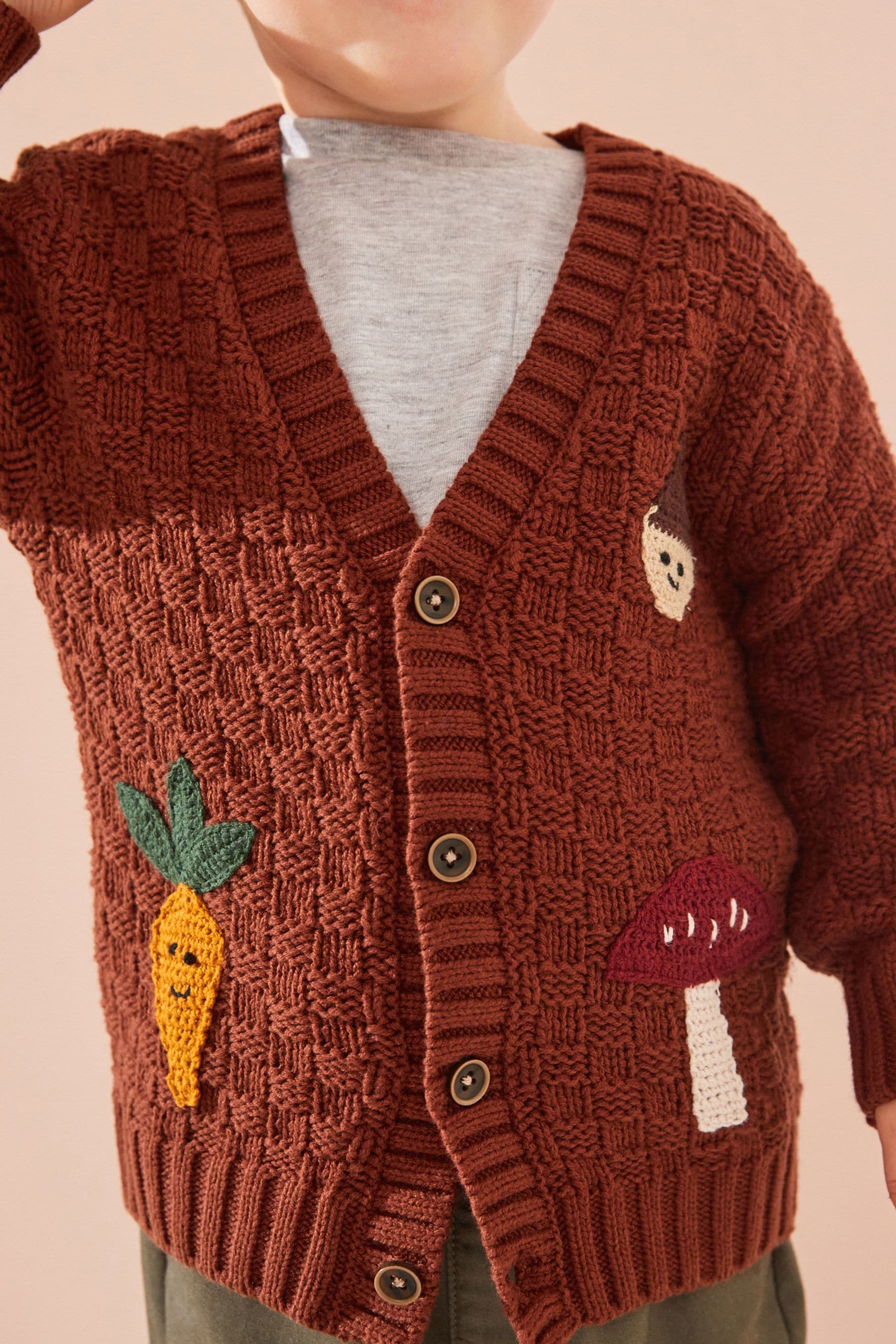 Rust Brown Textured Character Cardigan (3mths-7yrs)