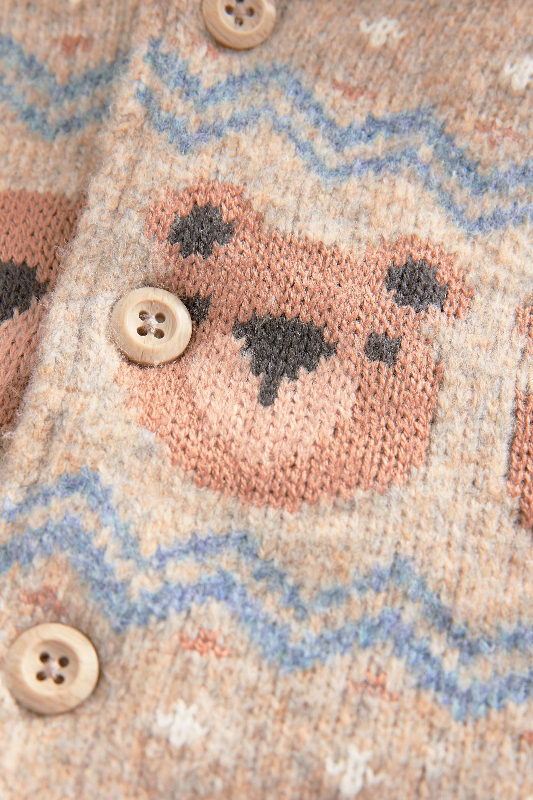 Neutral Bears Hooded Cosy Borg Lined Cardigan (3mths-7yrs)