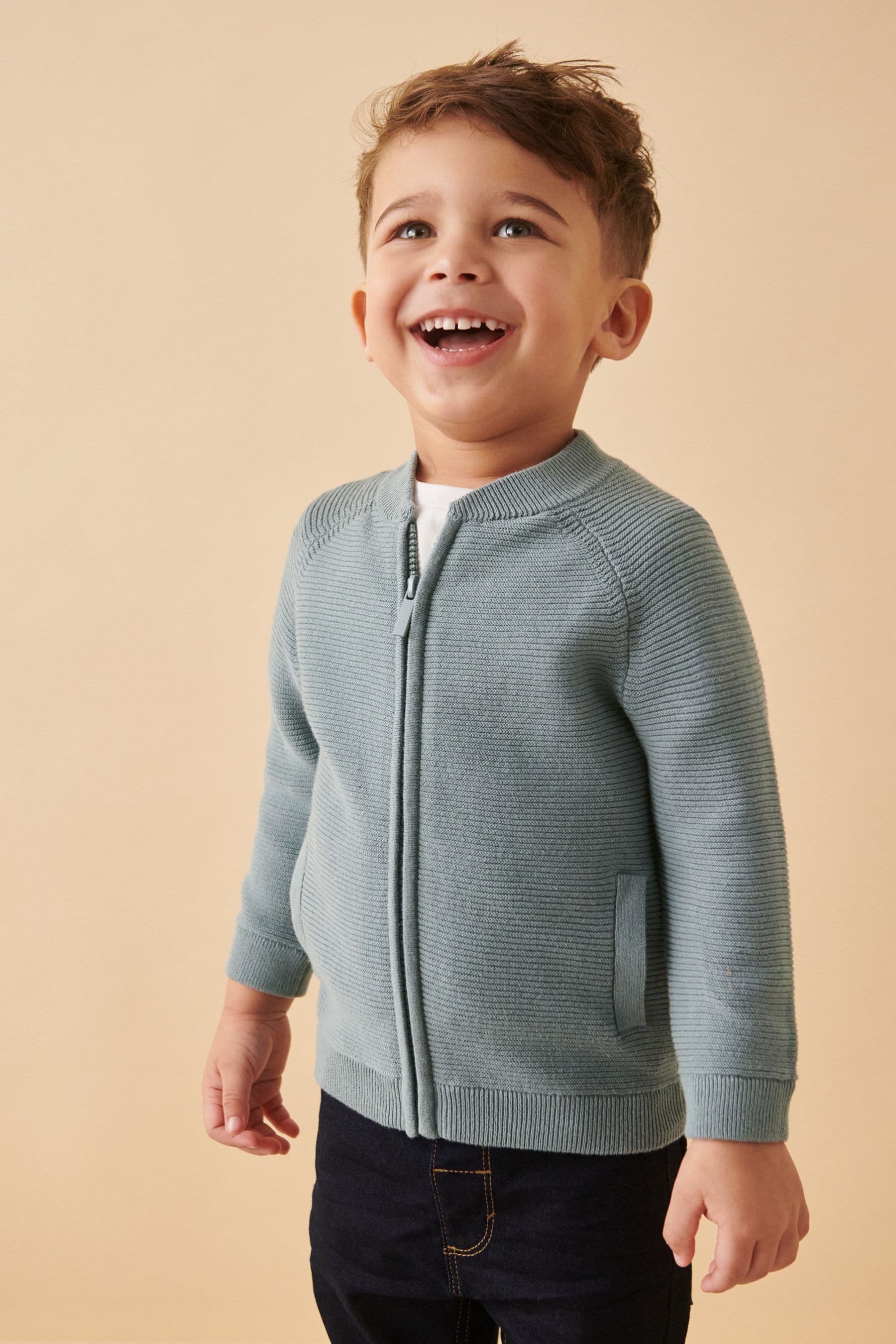 Blue 100% Cotton Zip Through Cardigan (3mths-7yrs)