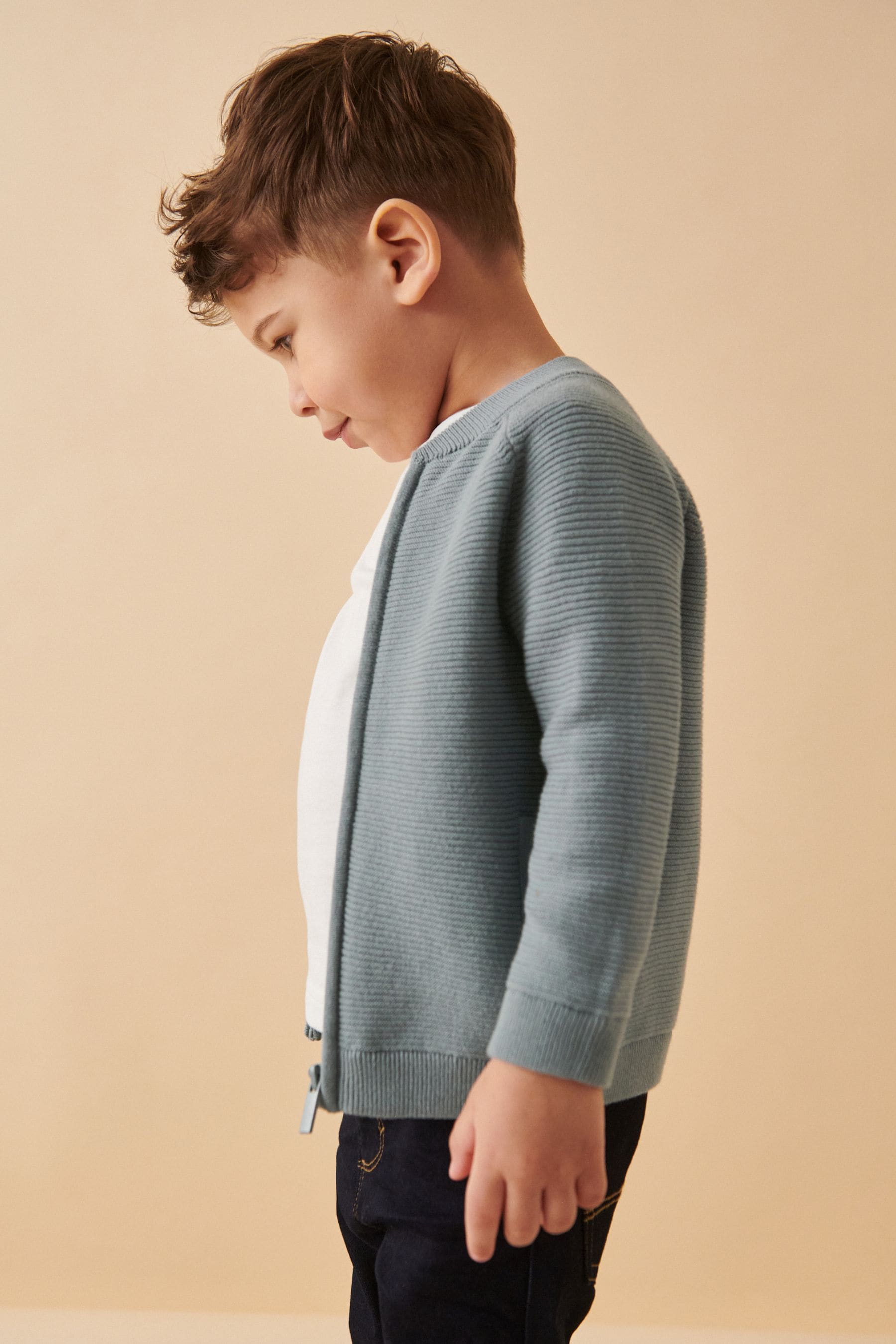 Blue 100% Cotton Zip Through Cardigan (3mths-7yrs)