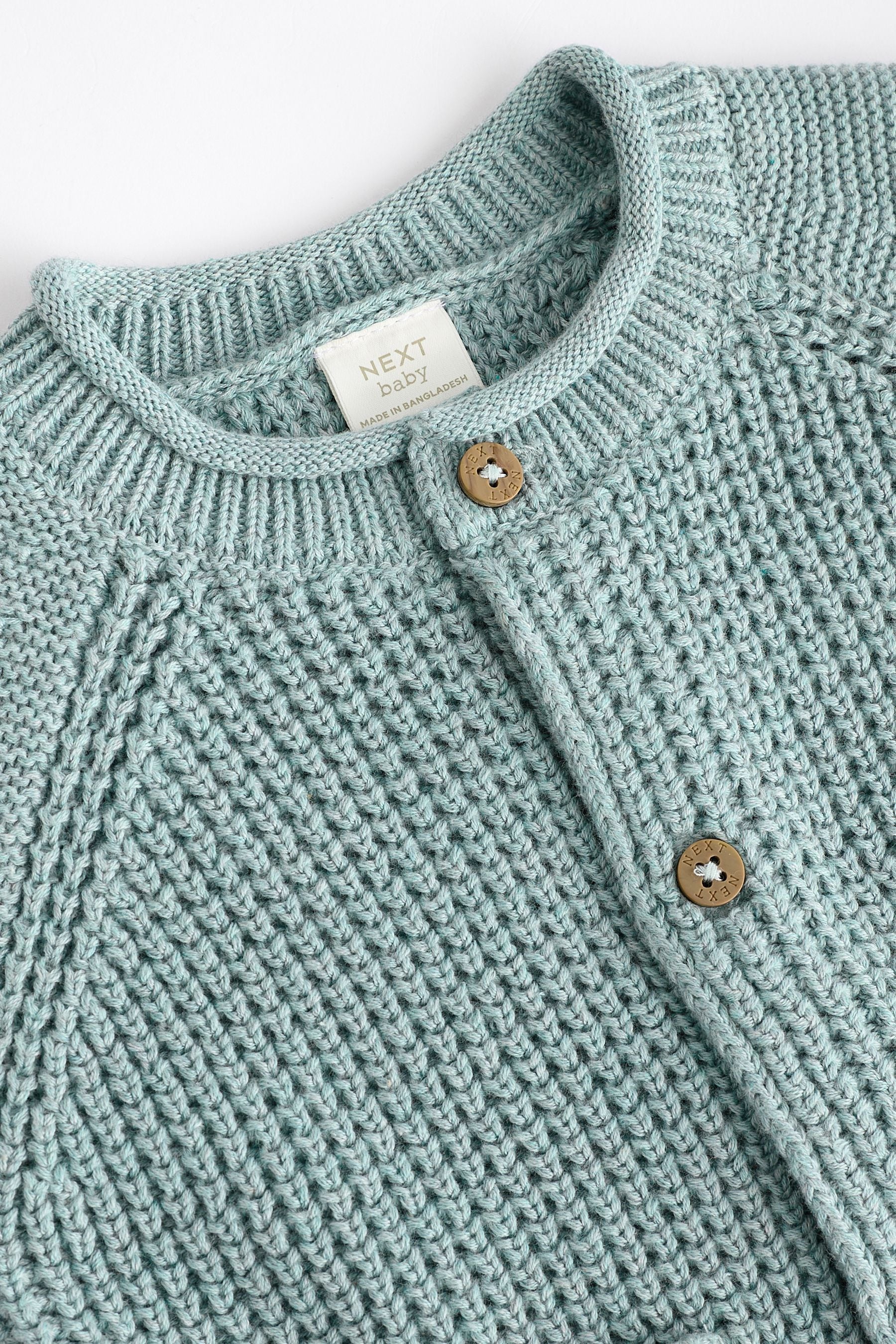 Teal Blue Baby 100% Cotton Knitted Cardigan (0mths-2yrs)