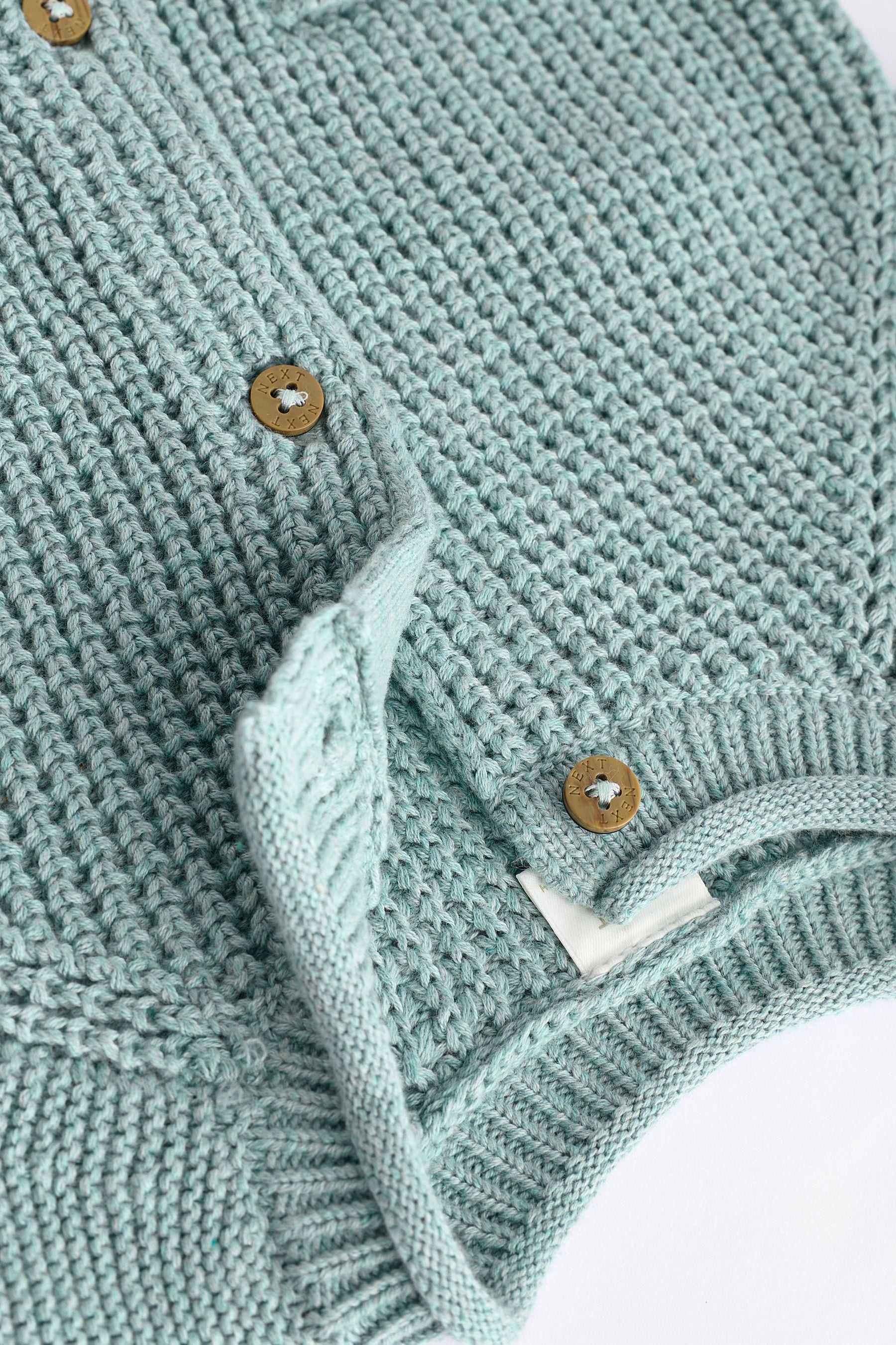 Teal Blue Baby 100% Cotton Knitted Cardigan (0mths-2yrs)