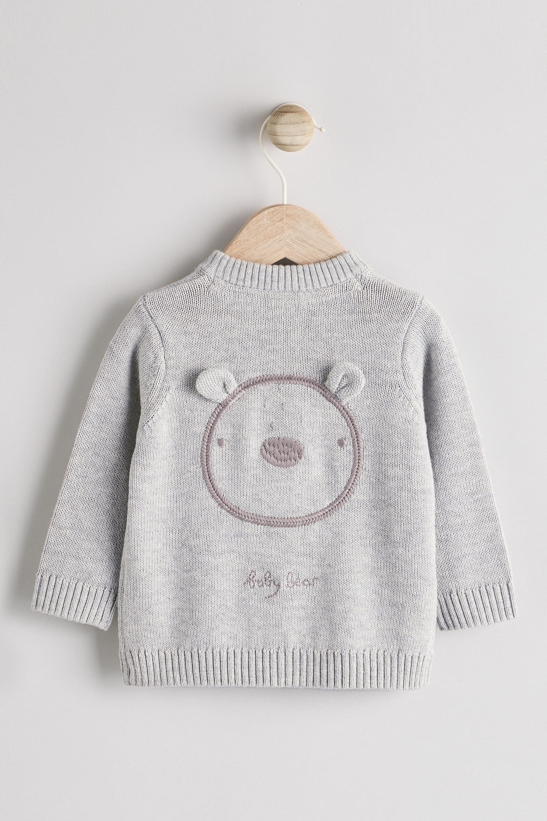 Grey Bear 100% Cotton Baby Knitted Cardigan (0mths-2yrs)