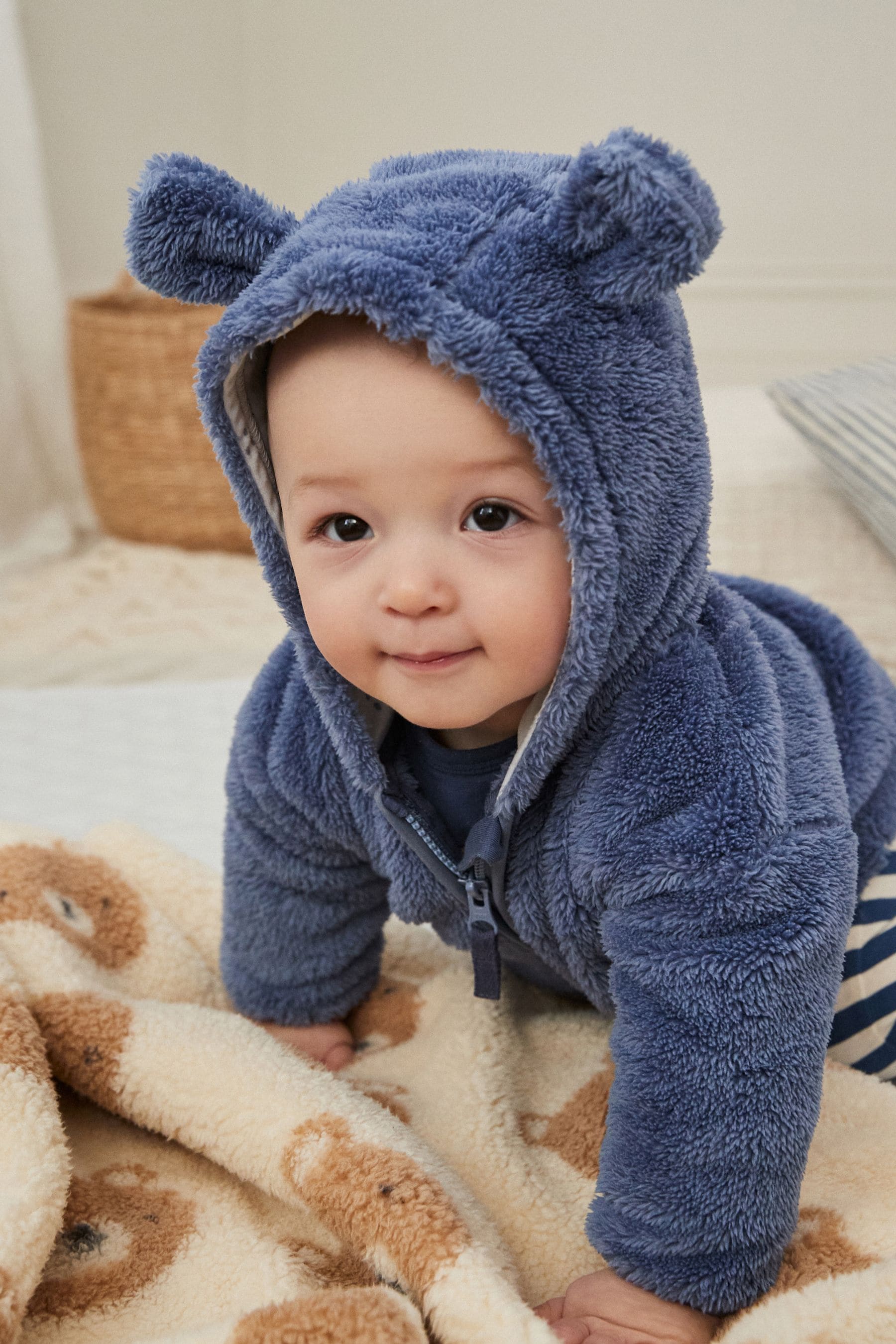 Navy Baby Cosy Fleece Jacket with 3d Ears (0mths-2yrs)